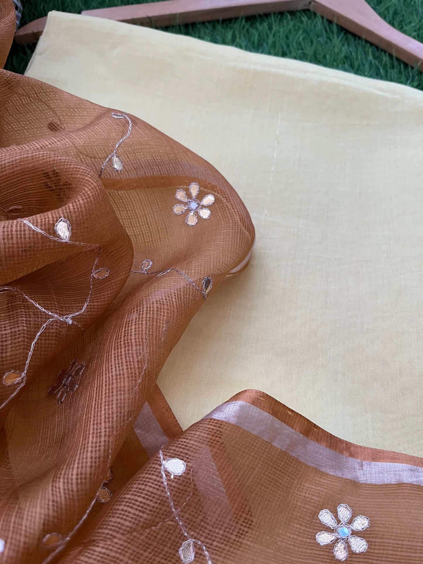 त्योहार :kota silk gota patti Dupatta with plain chanderi kurta bottom Fabric
