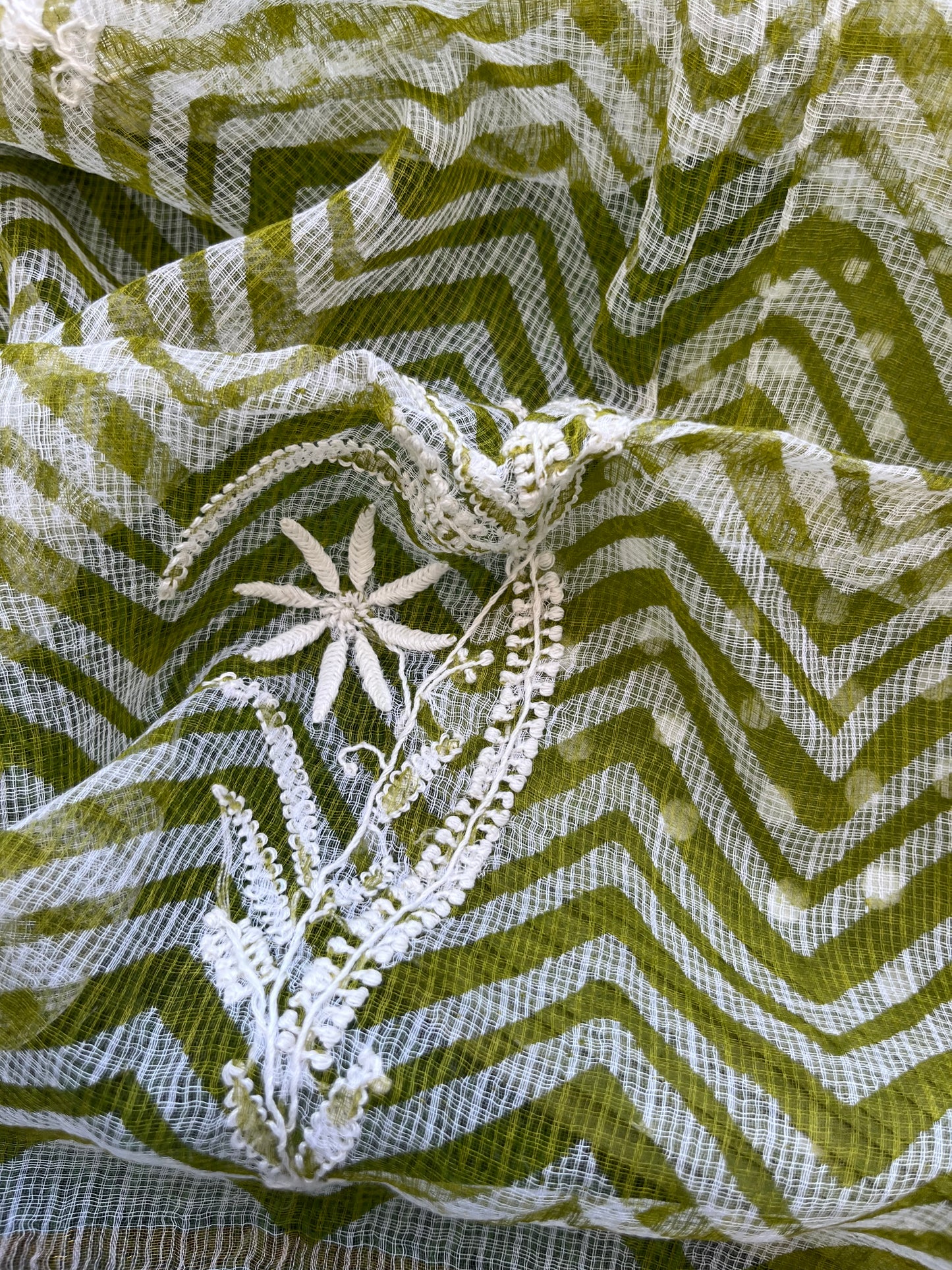 रोज़ाना :kota doria Chikankari Dupatta with cotton block print kurta bottom Fabric