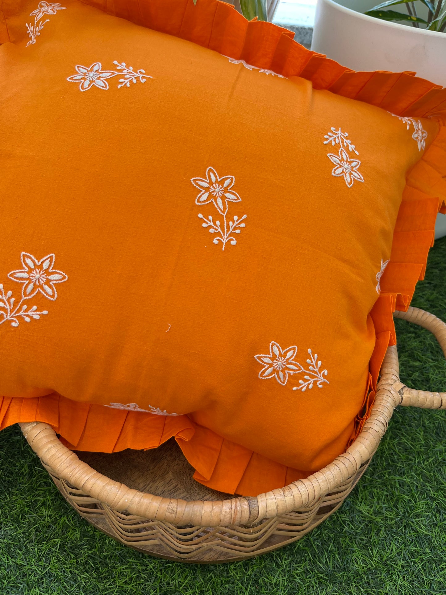 Chikankari cushion cover