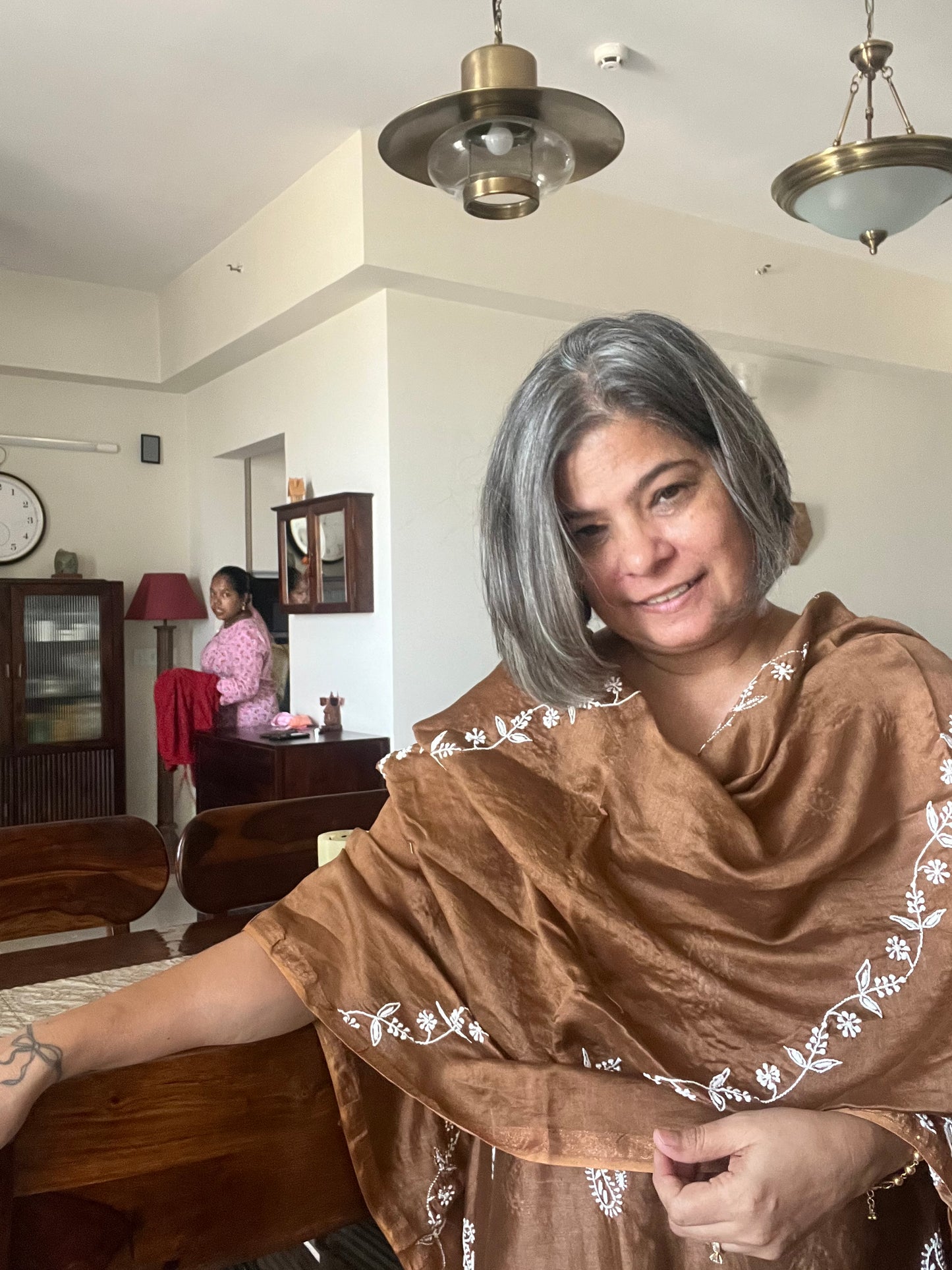 Chanderi chikan kurta and Dupatta