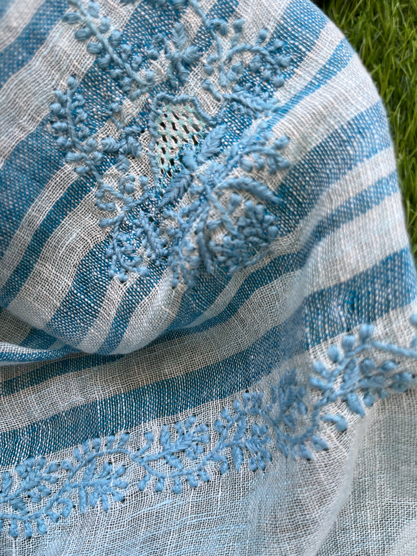 Cotton block print kurta bottom fabric chikan work dupatta
