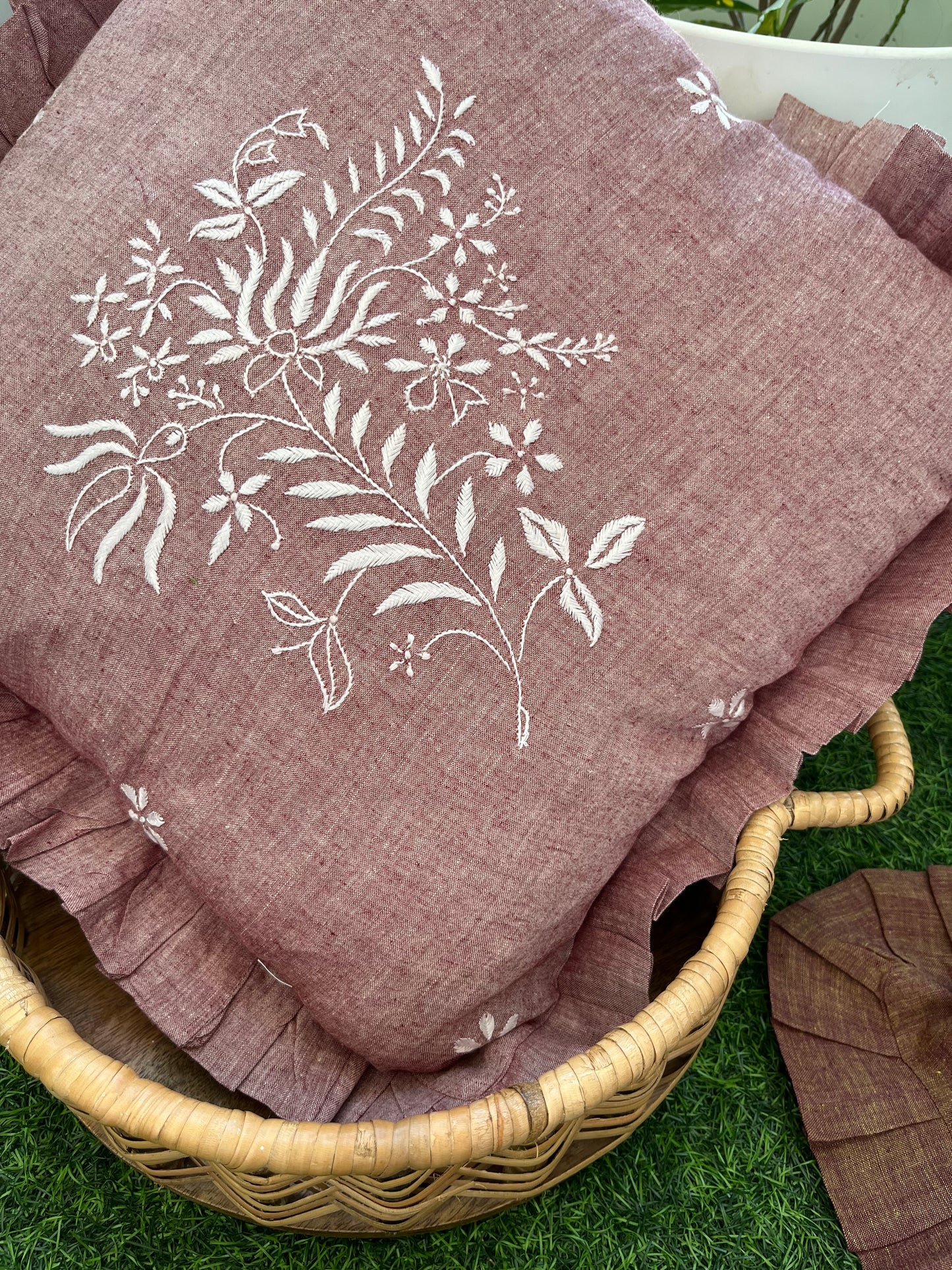 Chikankari cushion cover