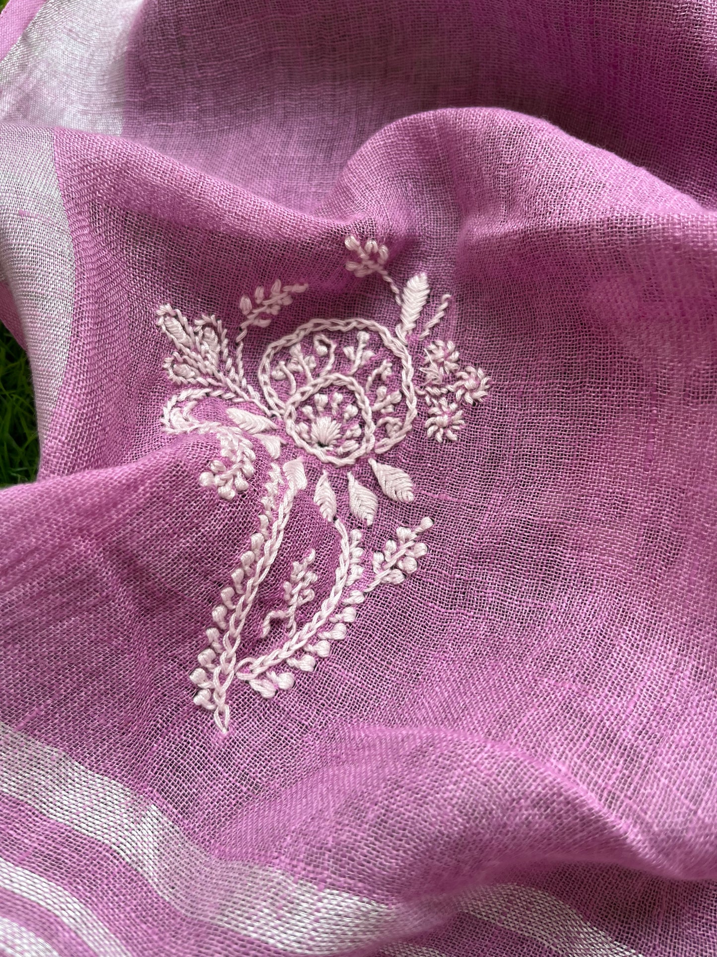 Cotton print kurta bottom fabric linen chikan work dupatta