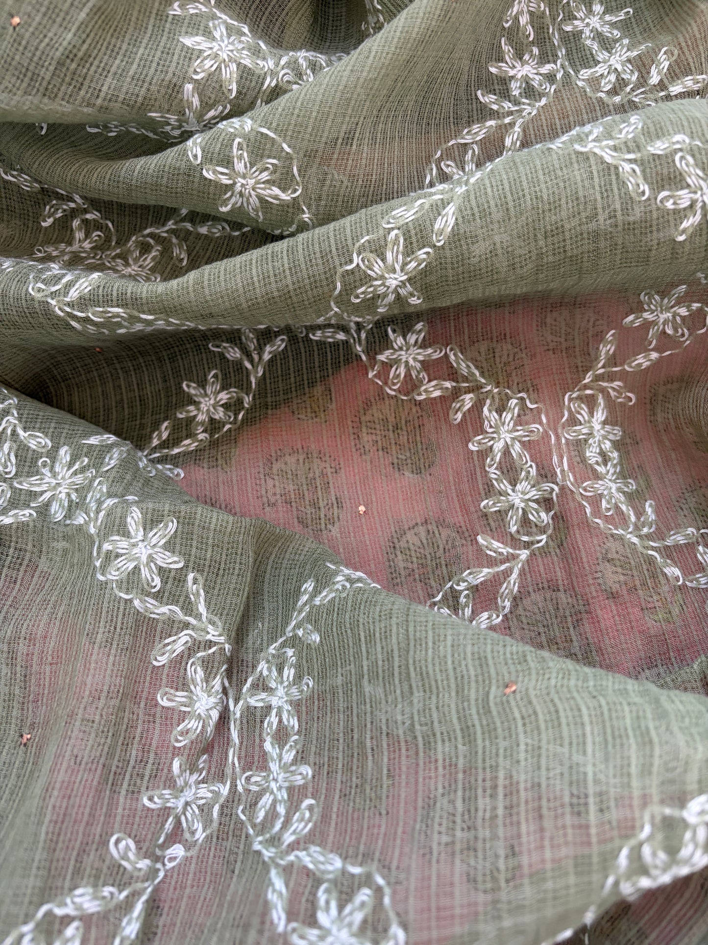 Cotton kurta bottom Kota Doria chikankari dupatta