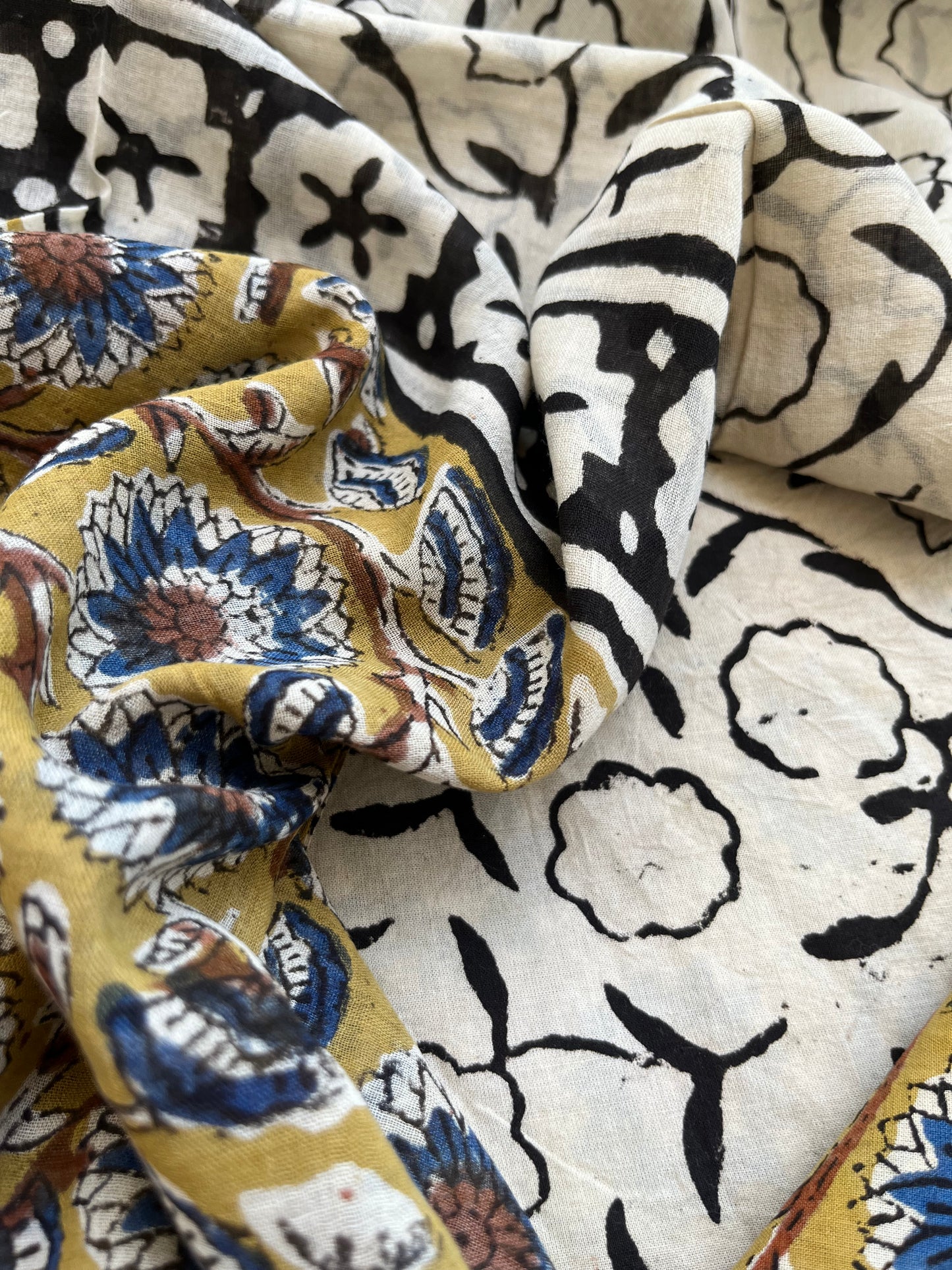 Cotton Kalamkari block print kurta bottom Dupatta