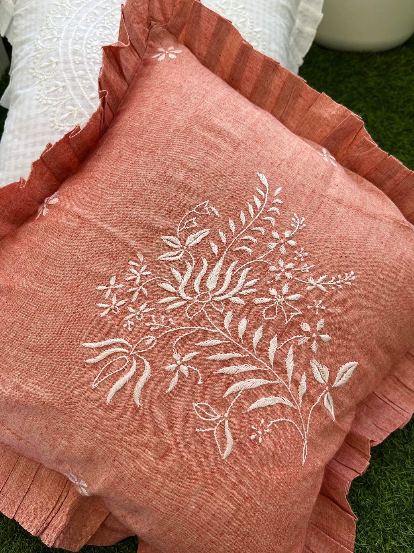 Chikankari cushion cover