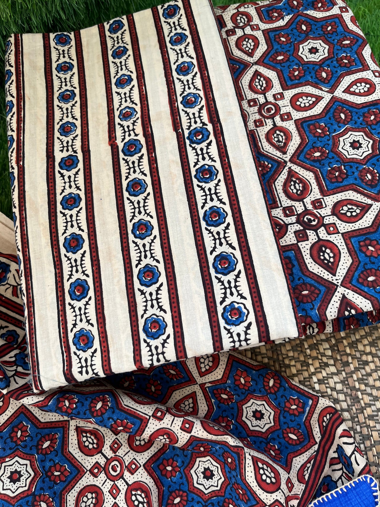 Ajrakh cotton Kurta bottom and dupatta
