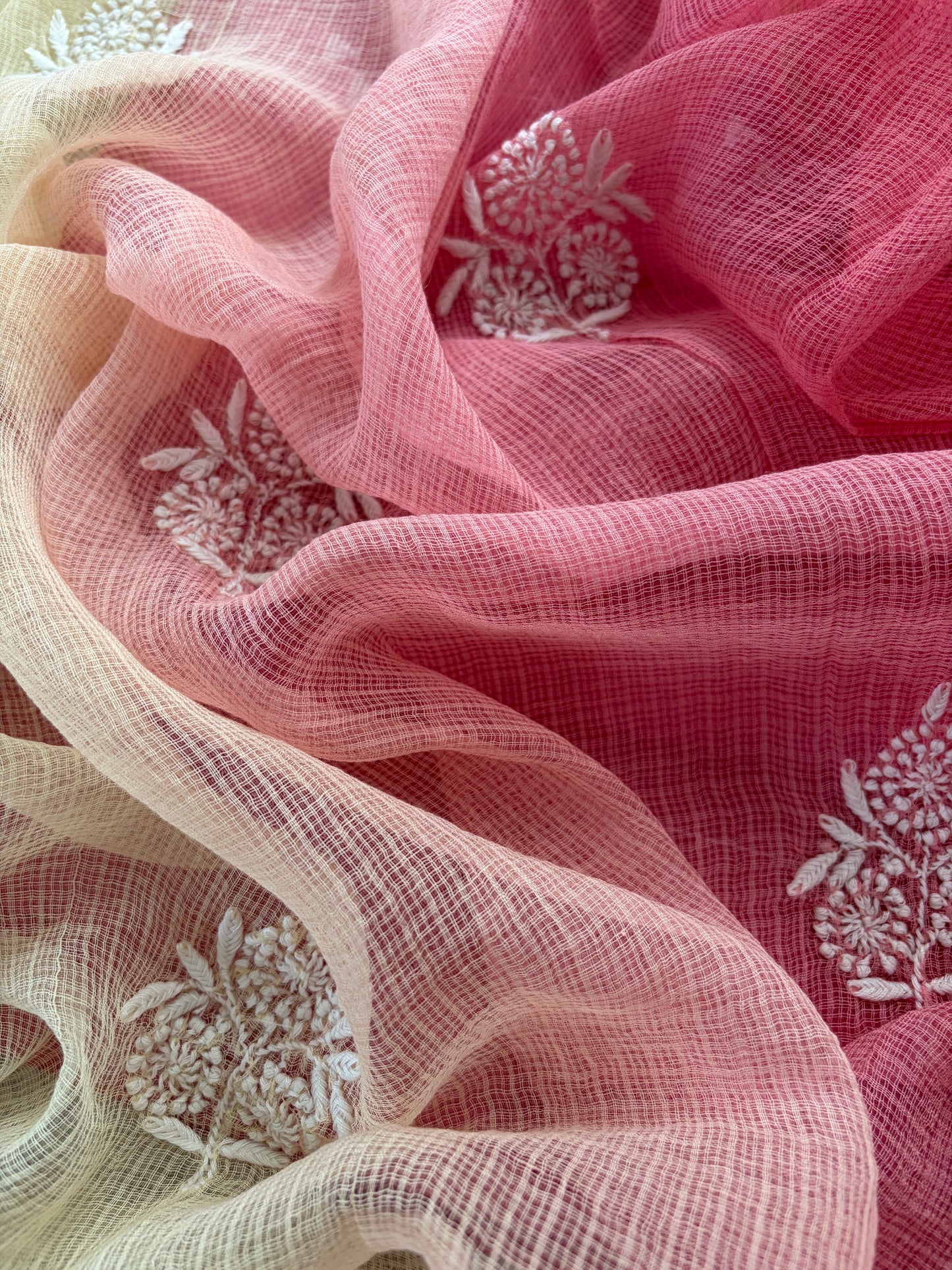 Mangalgiri kurta bottom Kota Doria chikankari dupatta