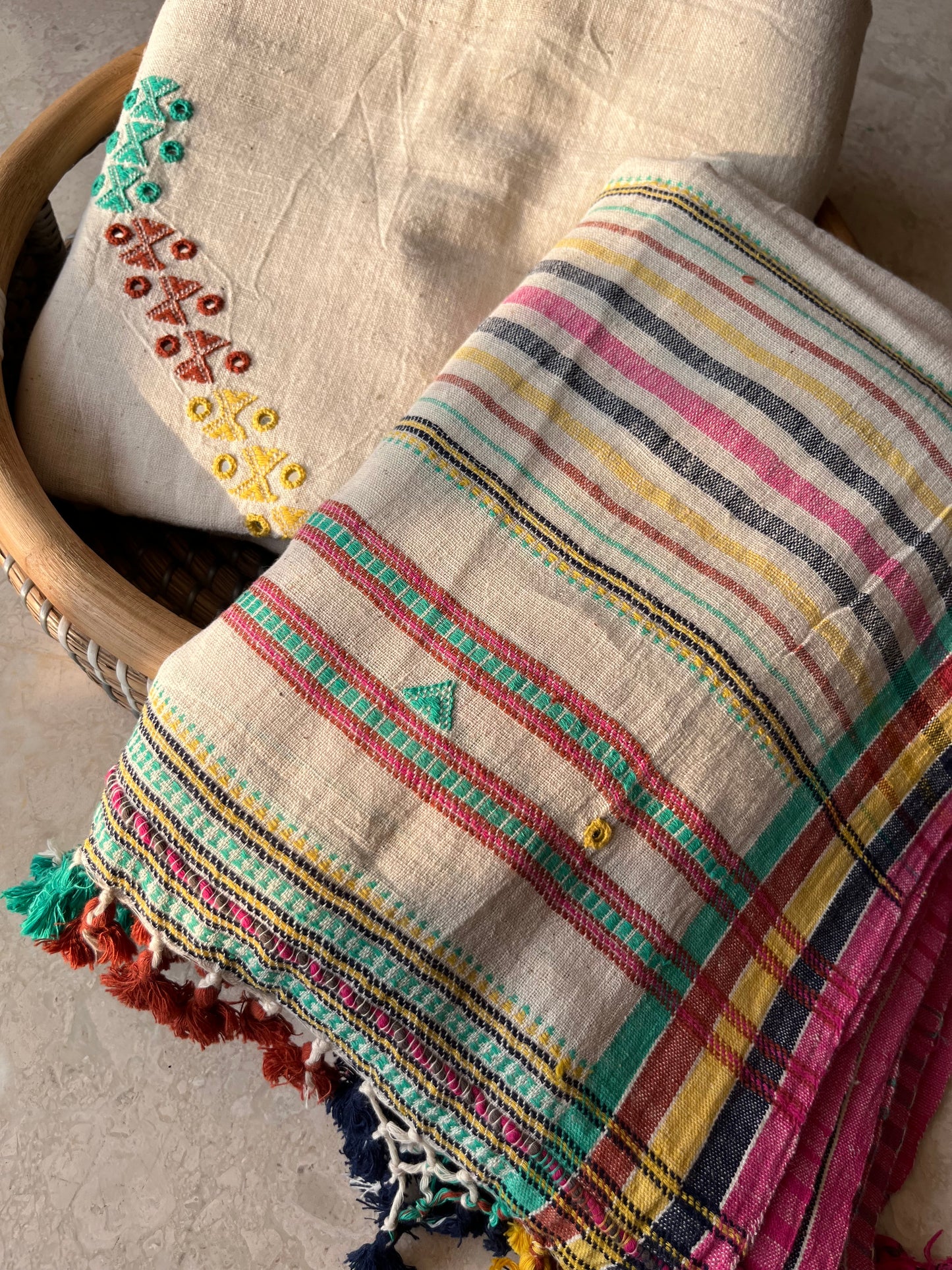 Handwoven organic kala Cotton kurta bottom dupatta