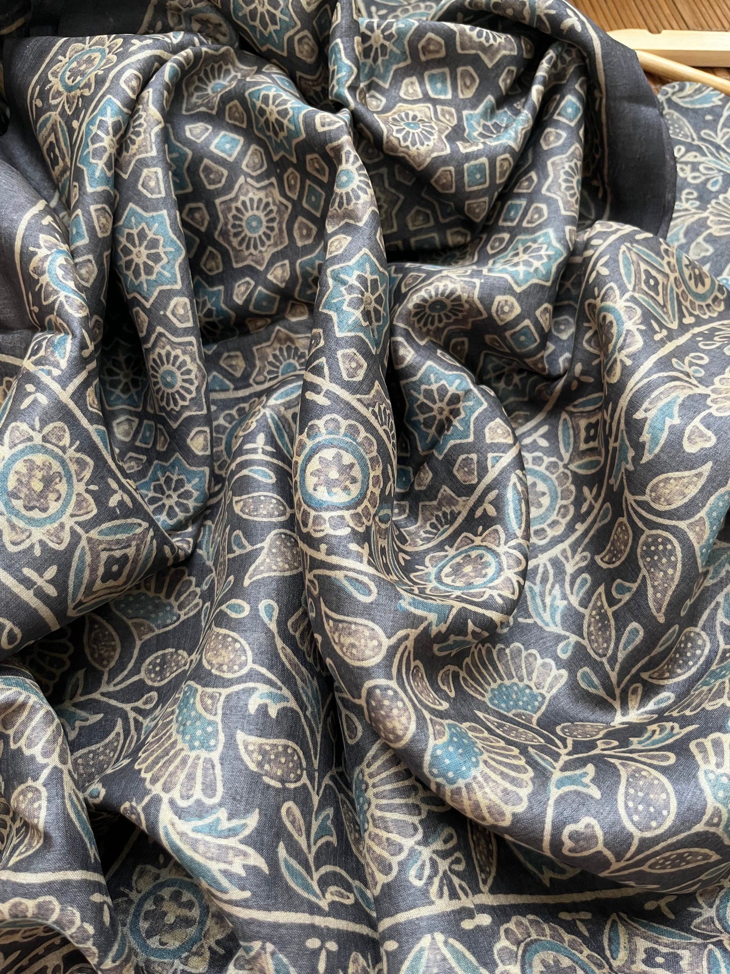 Tussar silk Ajrakh Kurta and dupatta
