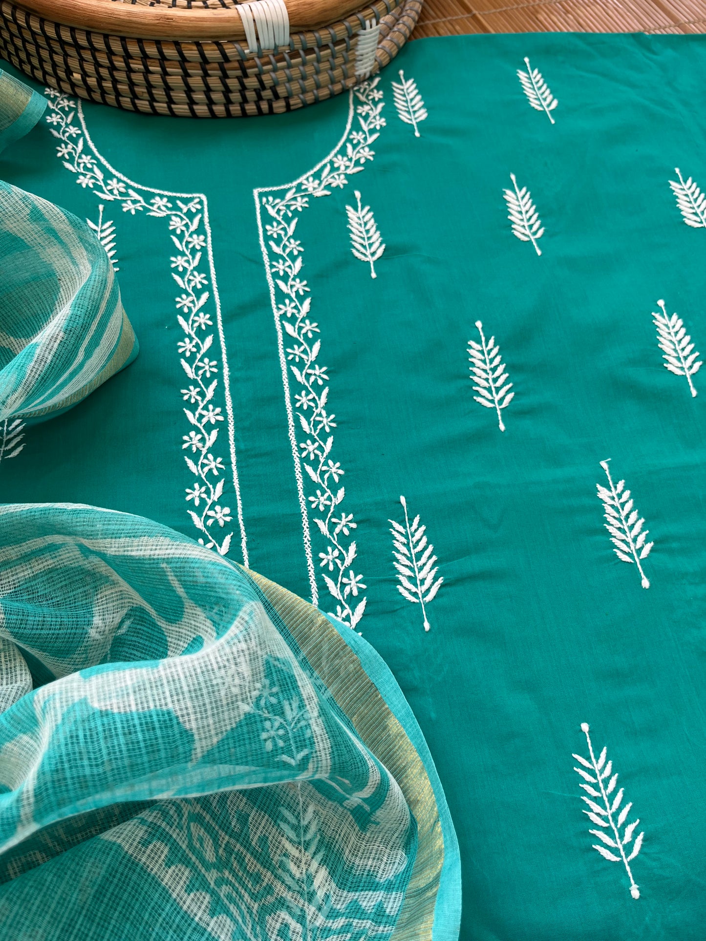 Cotton chikan kurta bottom