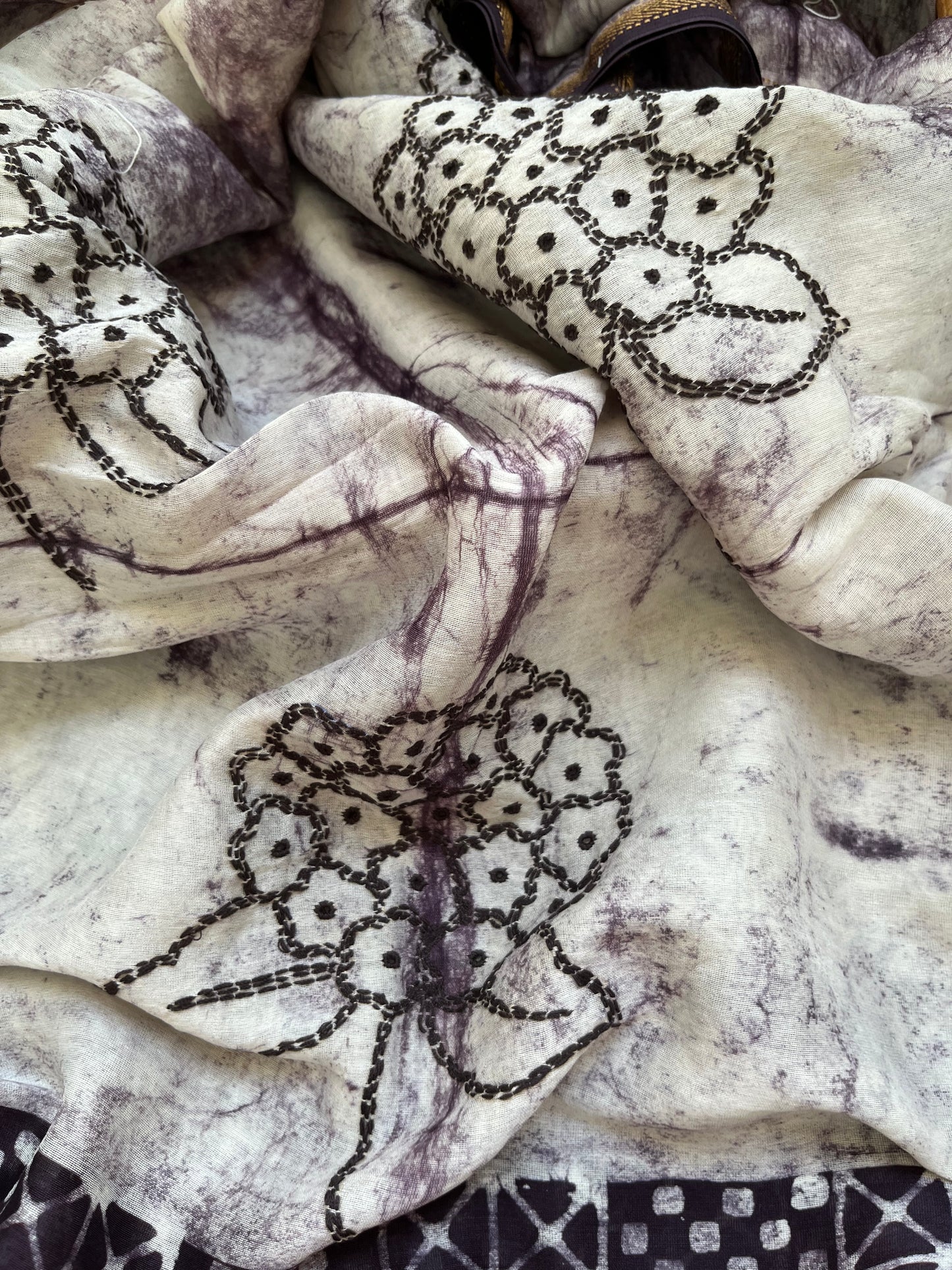 Baatik Chanderi chikankari Dupatta