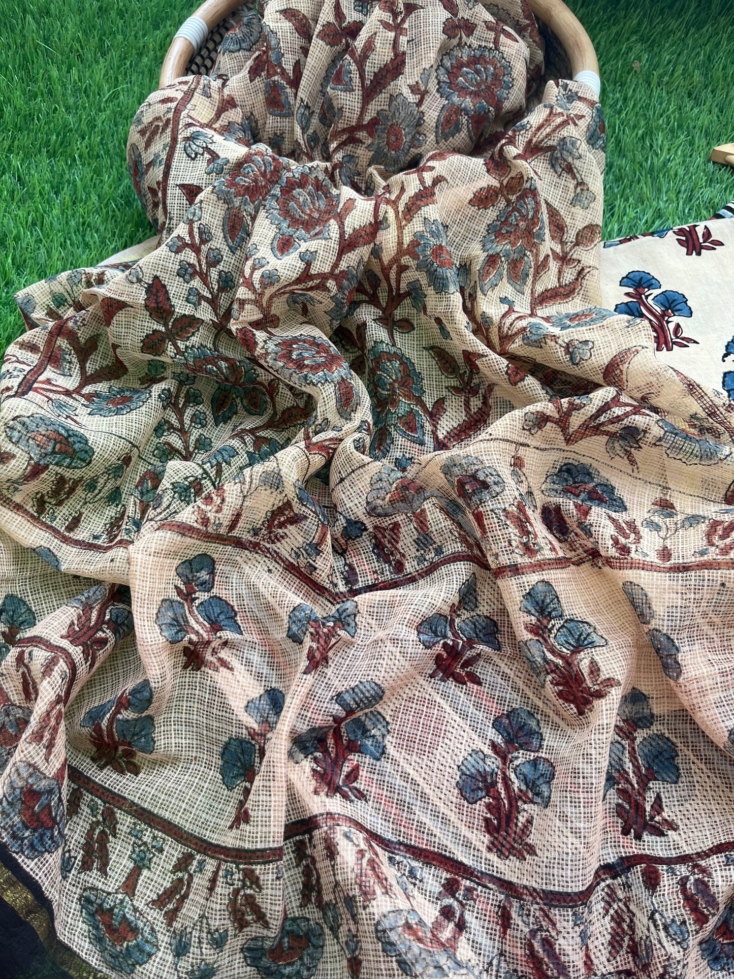 Ajrakh cotton Kurta bottom and kota doria dupatta