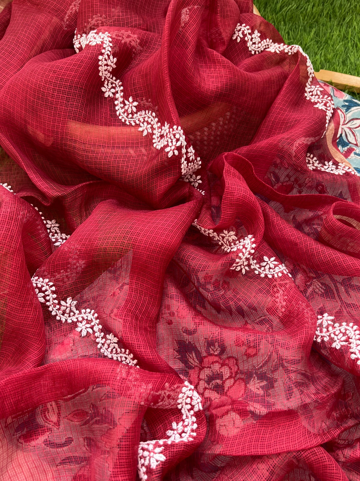 रोज़ाना :Kota Silk Chikankari Dupatta with chanderi block print kurta Fabric