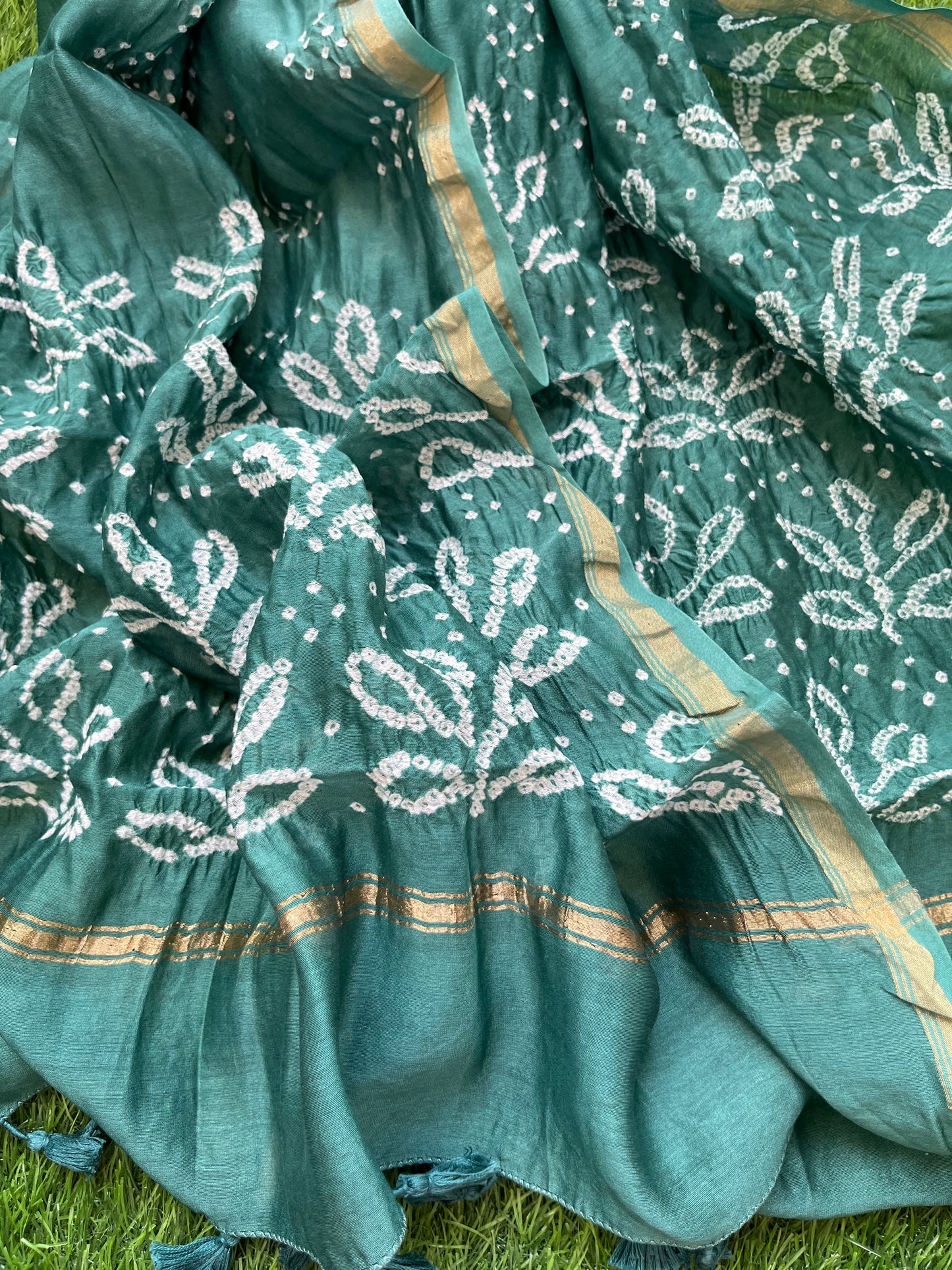 Bandhani Chanderi silk Dupatta