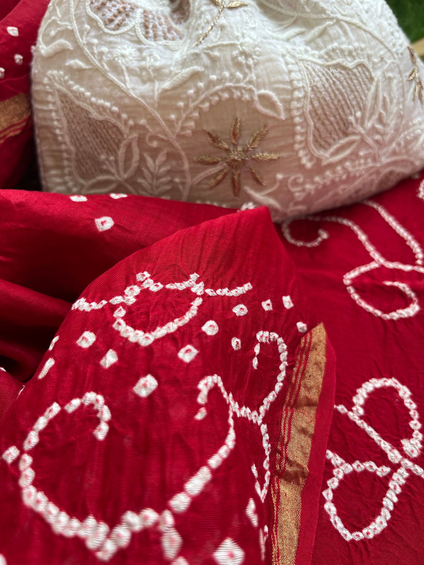 Chanderi Bandhani kurta dupatta