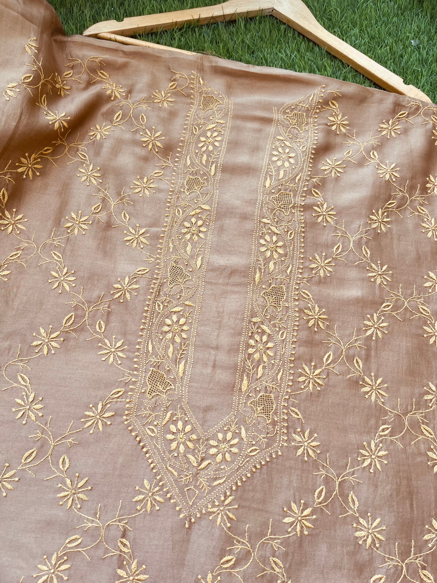 Chanderi chikankari kurta