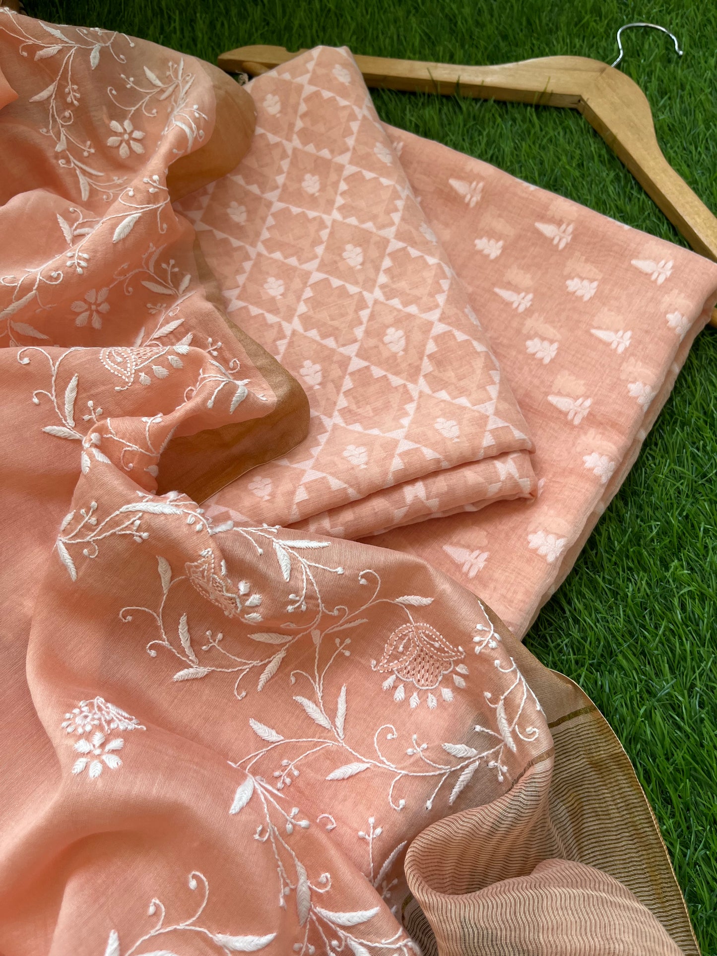 Jaamdani kurta bottom chanderi dupatta