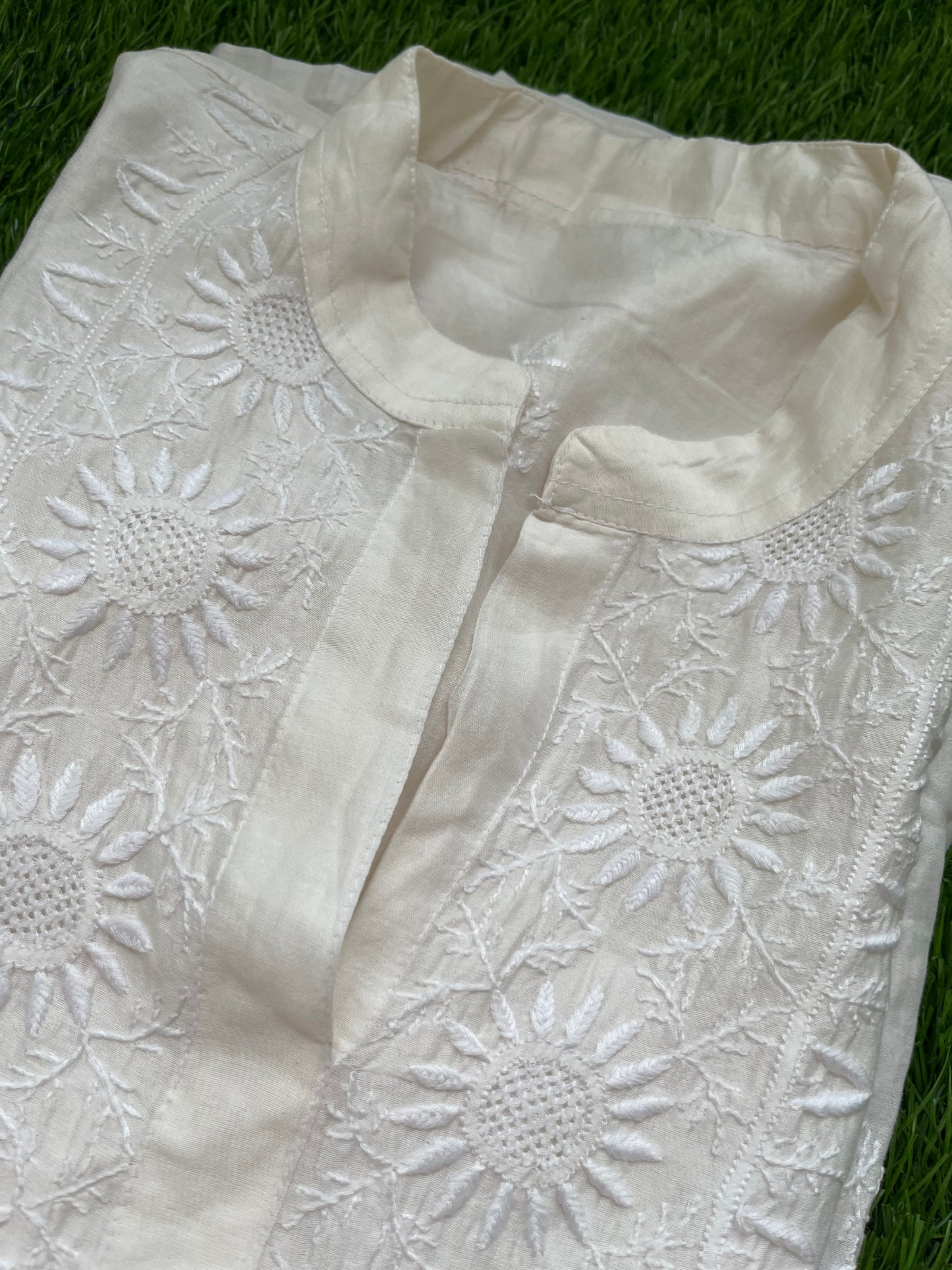 Chanderi chikan shirt and a-bottom-coord set