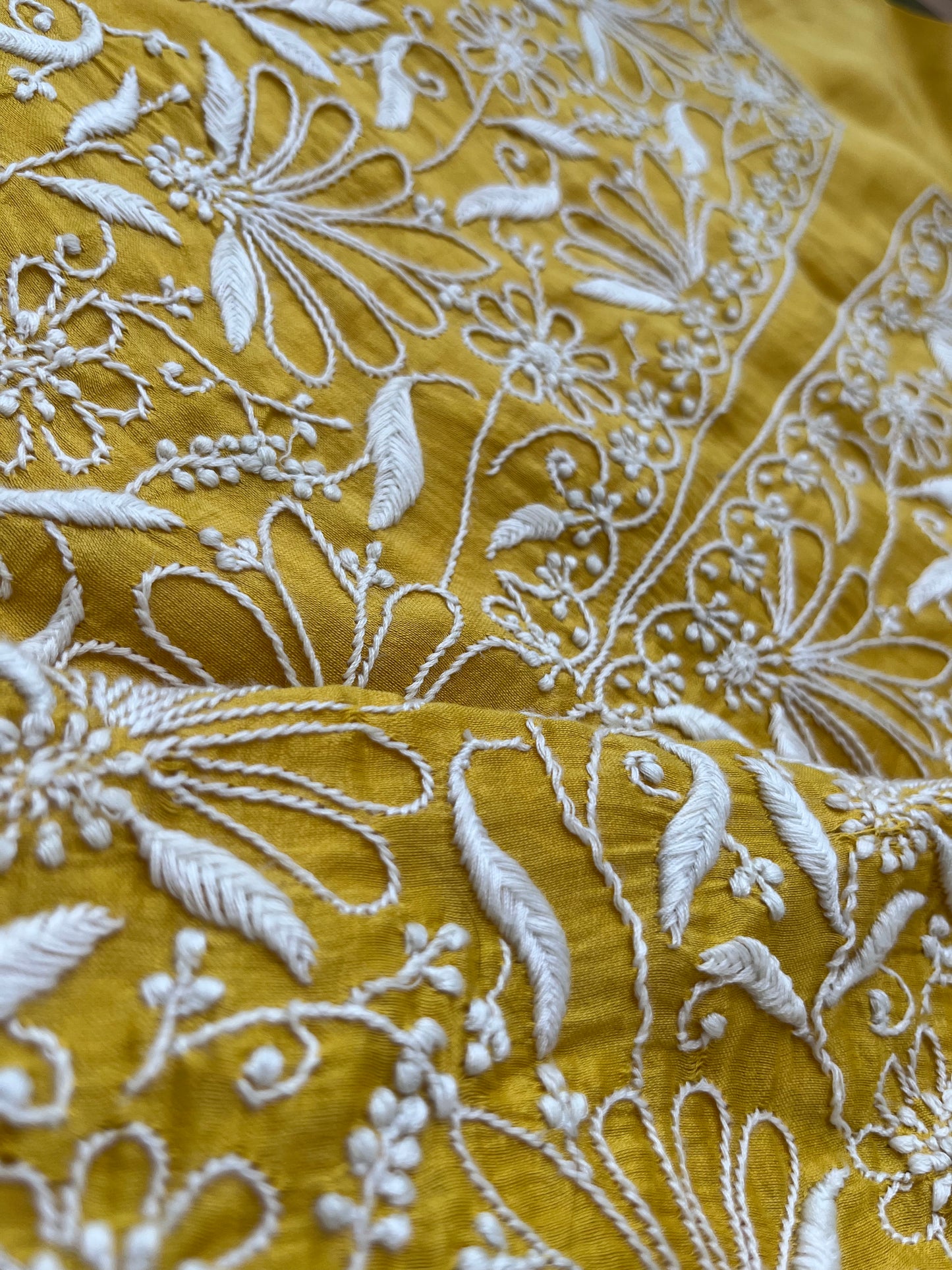 Chanderi chikankari kurta
