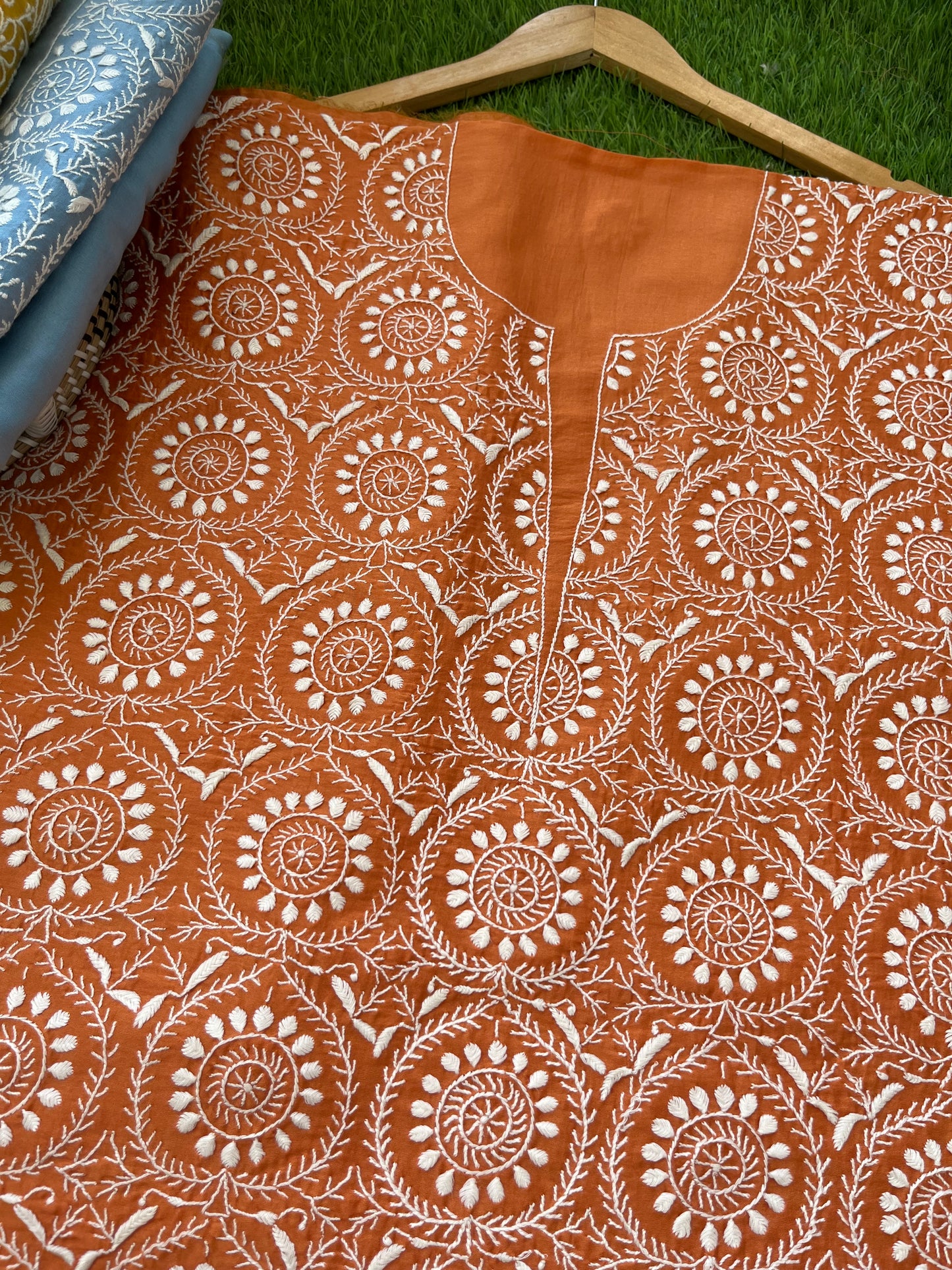 Chanderi chikankari kurta