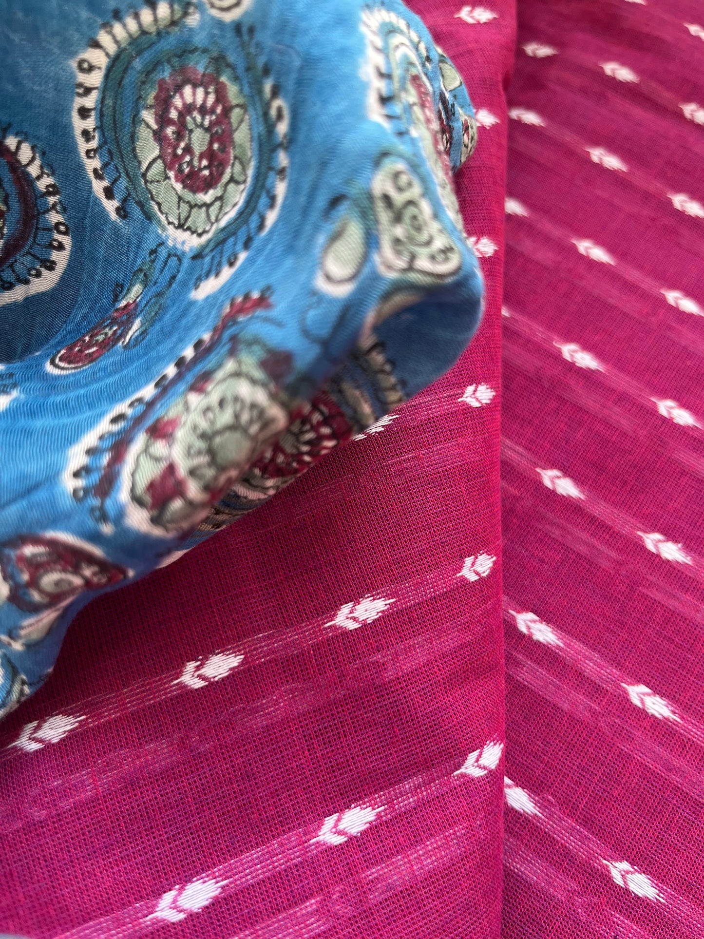 Mangalgiri Cotton kurta bottom fabric chanderi dupatta