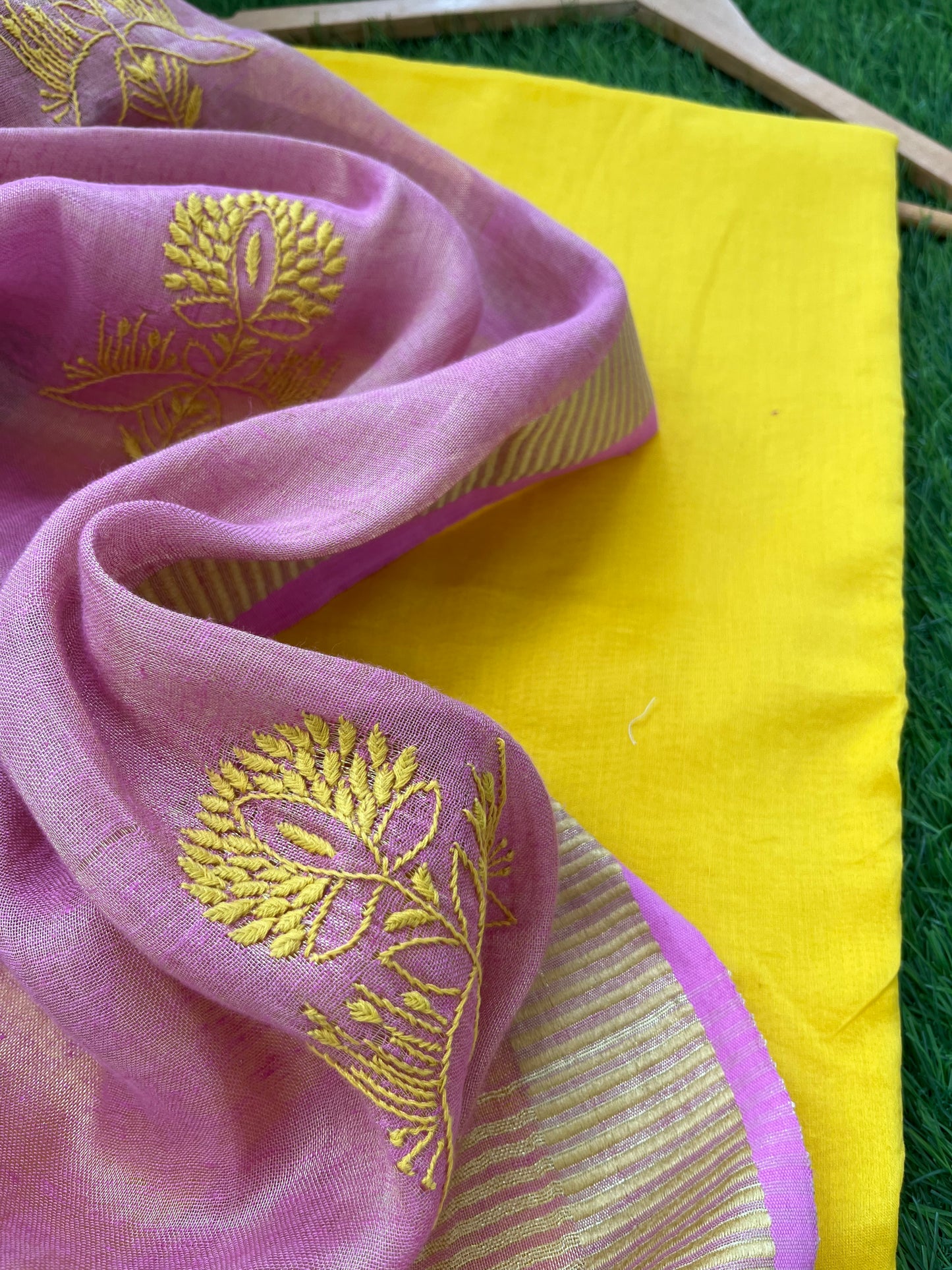 Chanderi kurta bottom fabric linen tissue chikan work dupatta