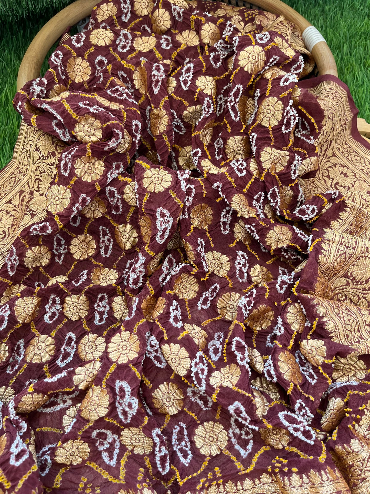 त्योहार् -Banarasi bandhani georgette dupatta silk kurta fabric