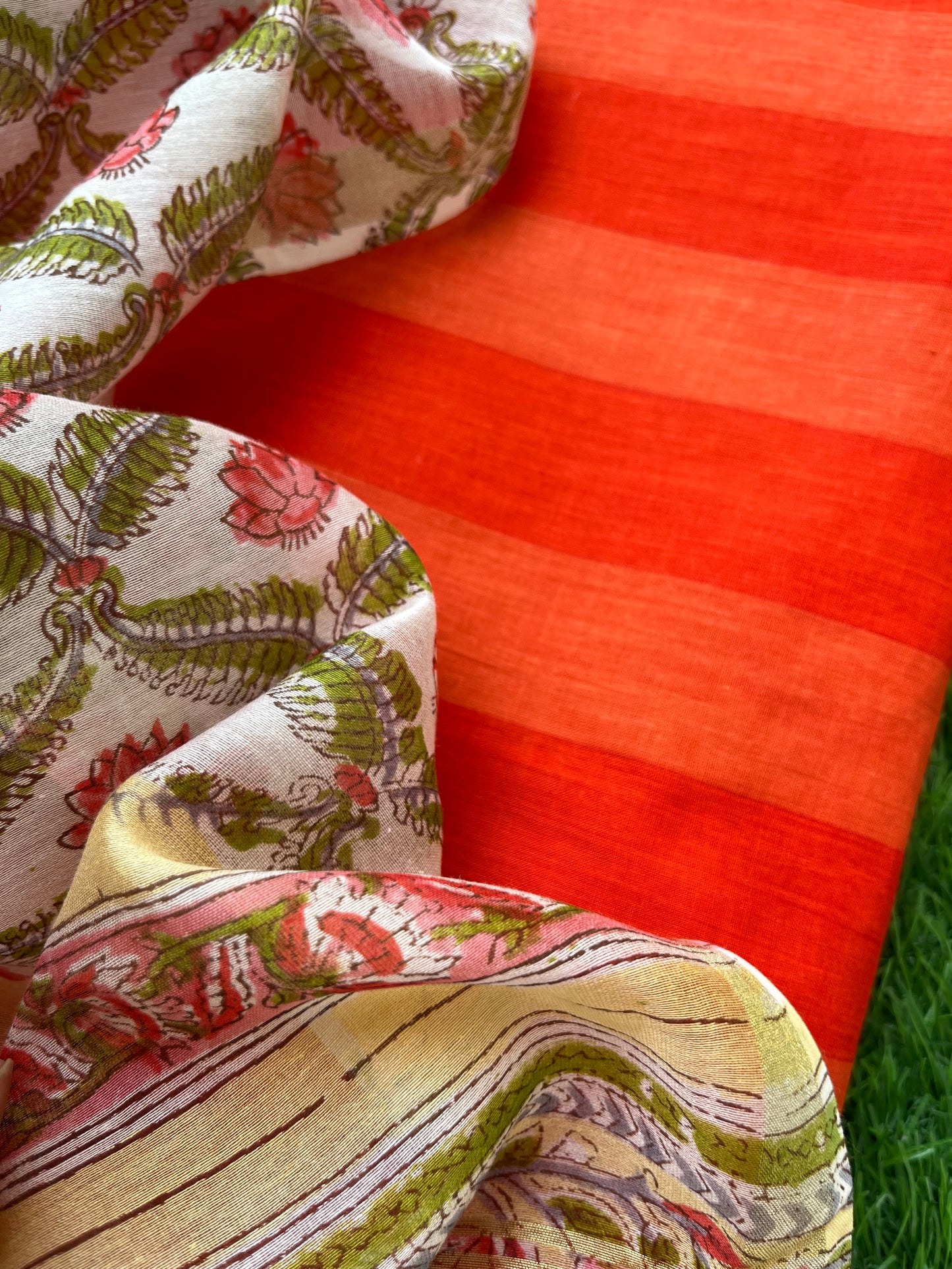 Cotton striped kurta bottom bandhani dupatta