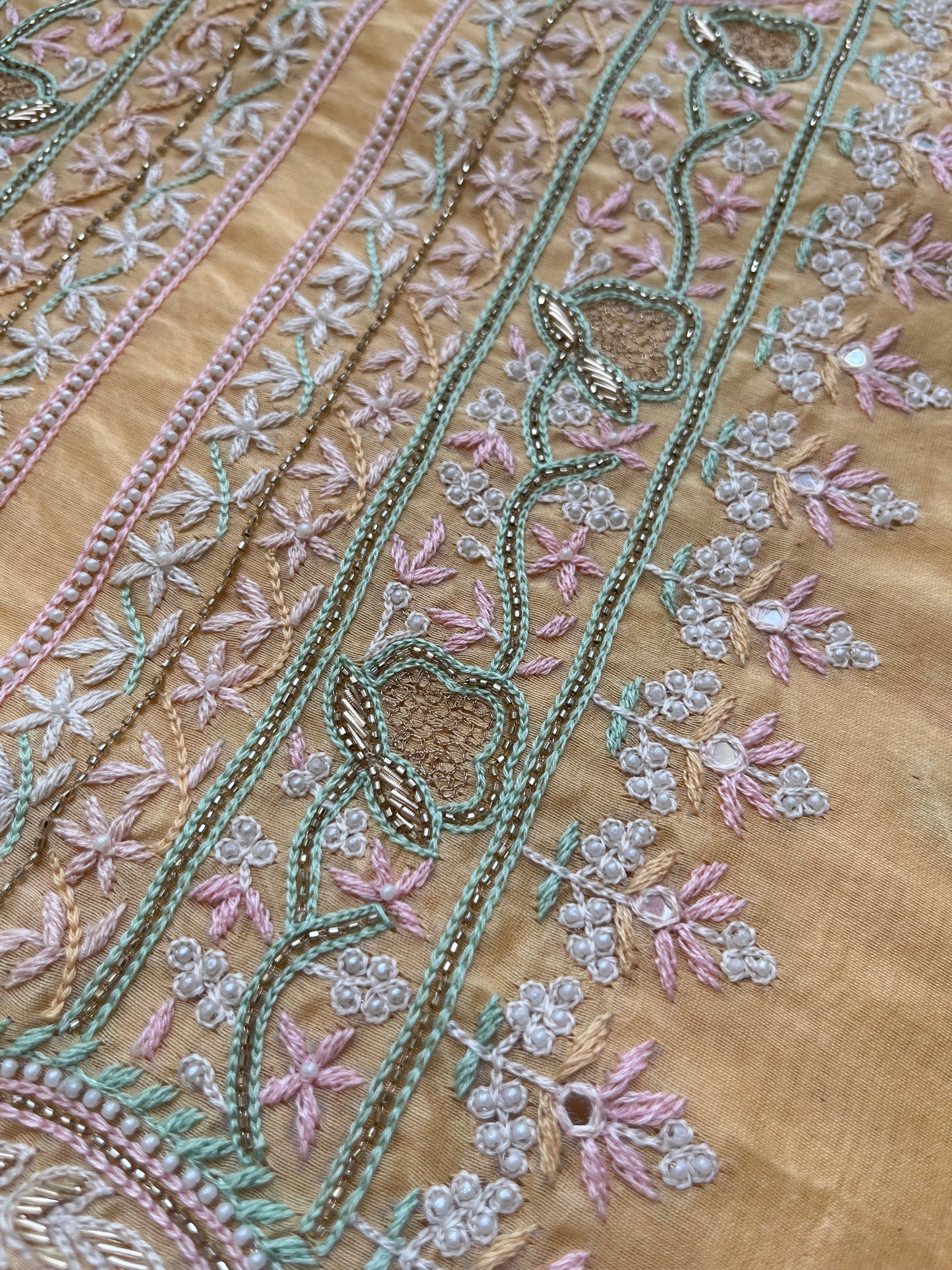 Hand embroidered chanderi kurta kota silk gota patti work dupatta