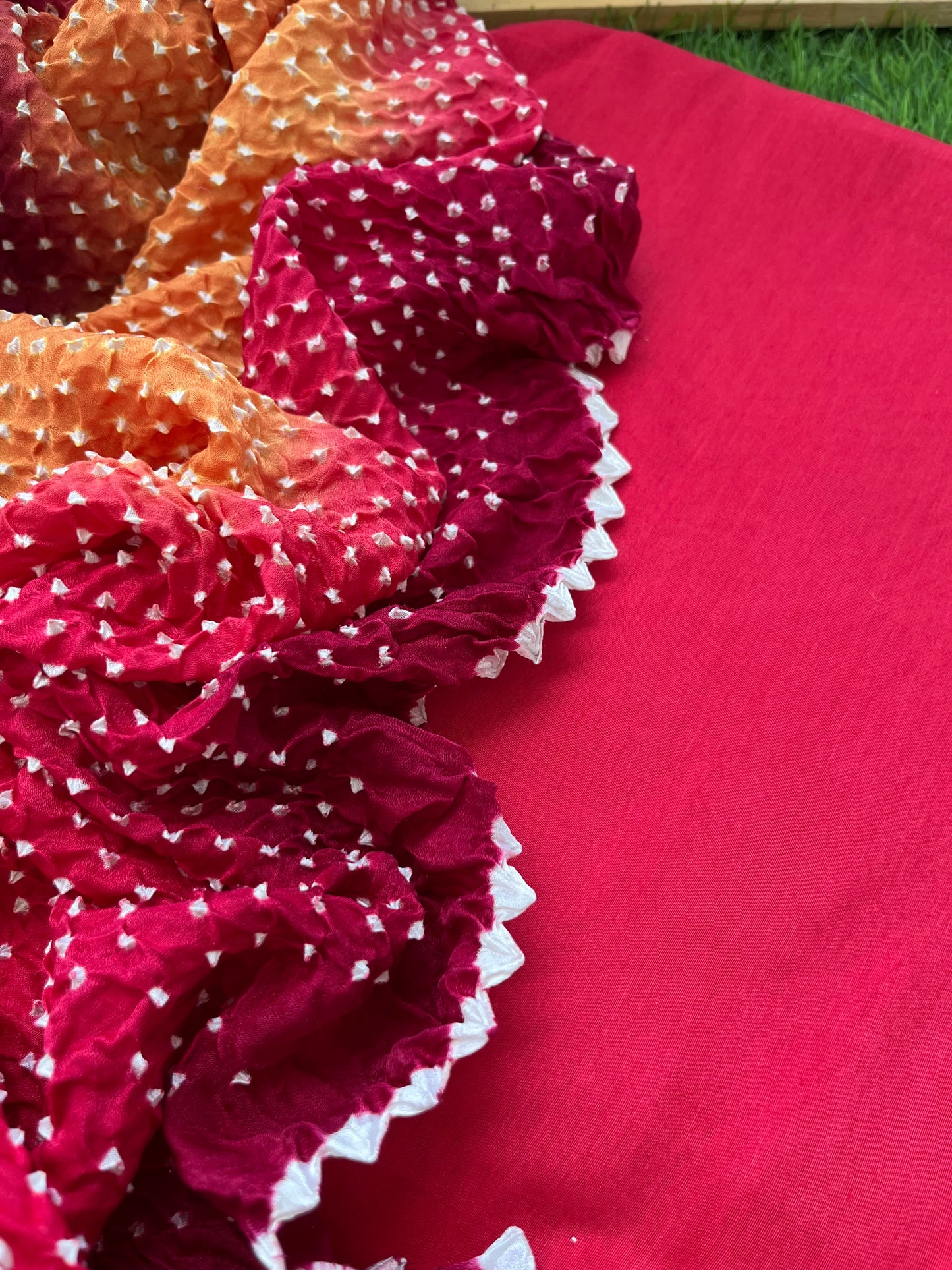 त्योहार् -Gajji Silk bandhani dupatta chanderi fabric