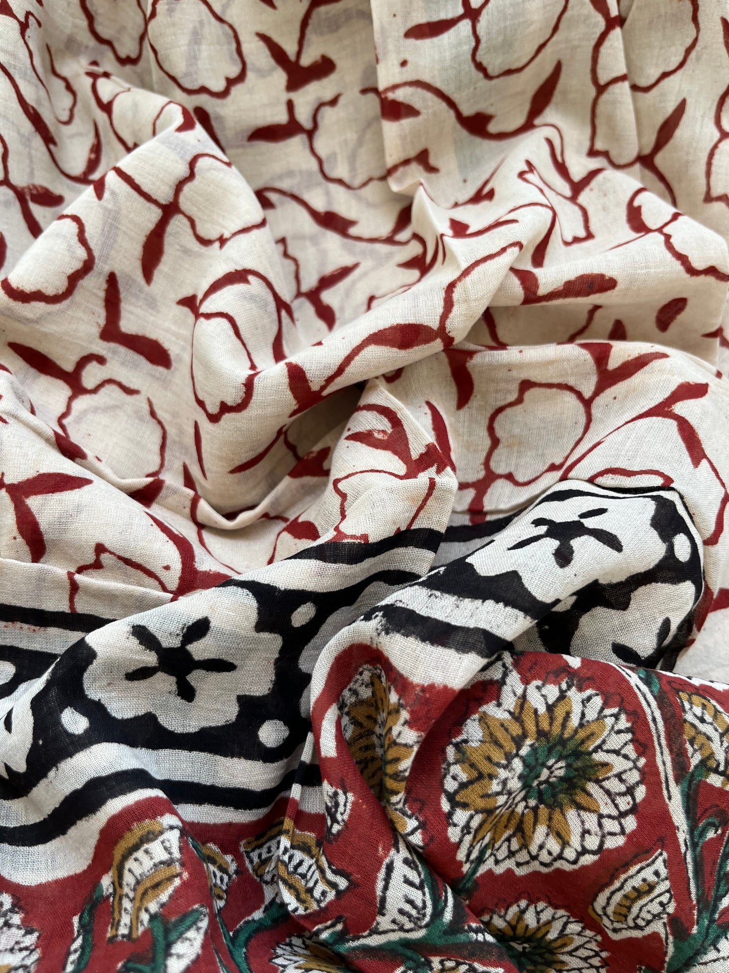 Cotton Kalamkari block print kurta bottom Dupatta