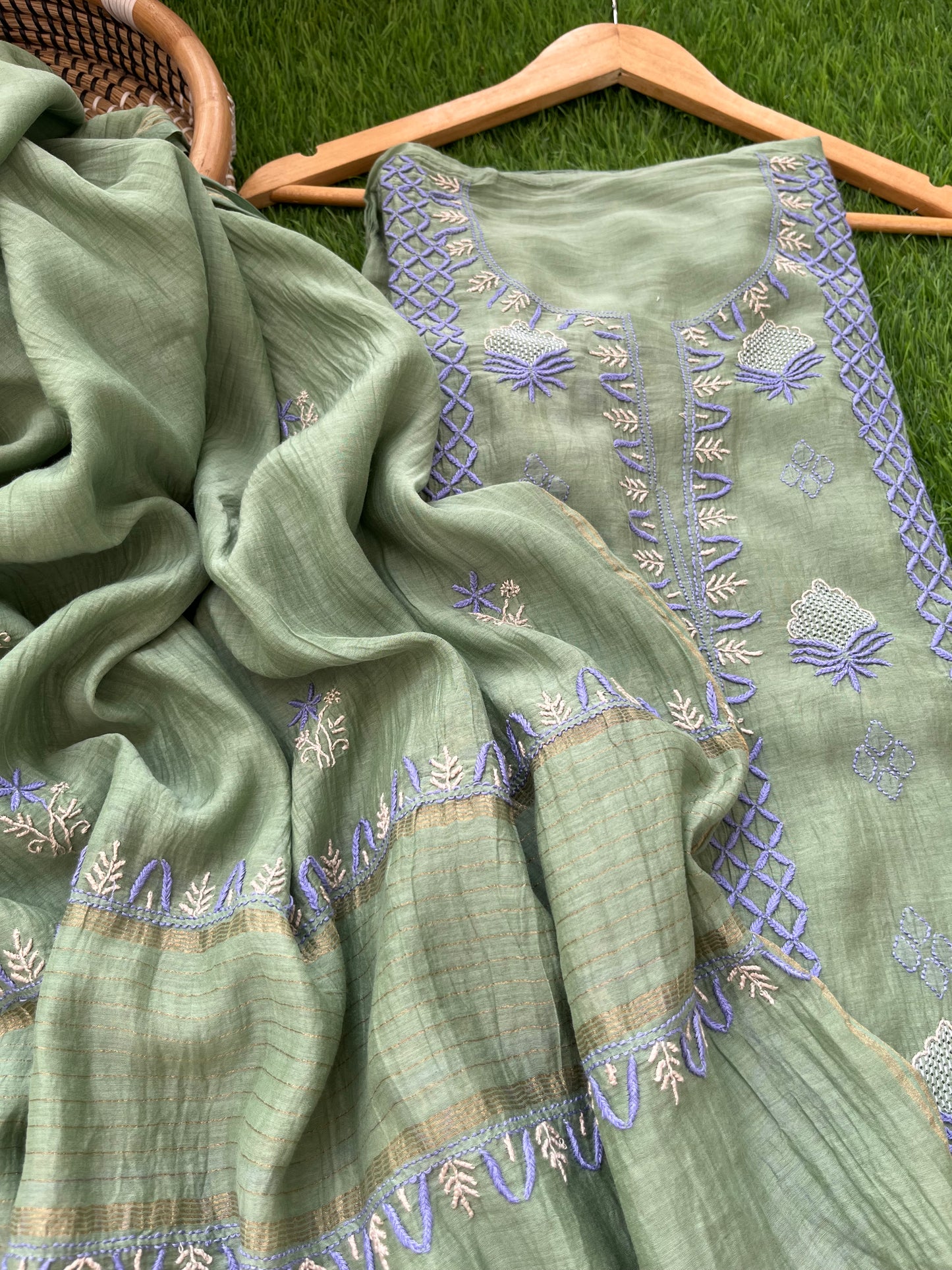 Chanderi Chikankari Kurta Dupatta