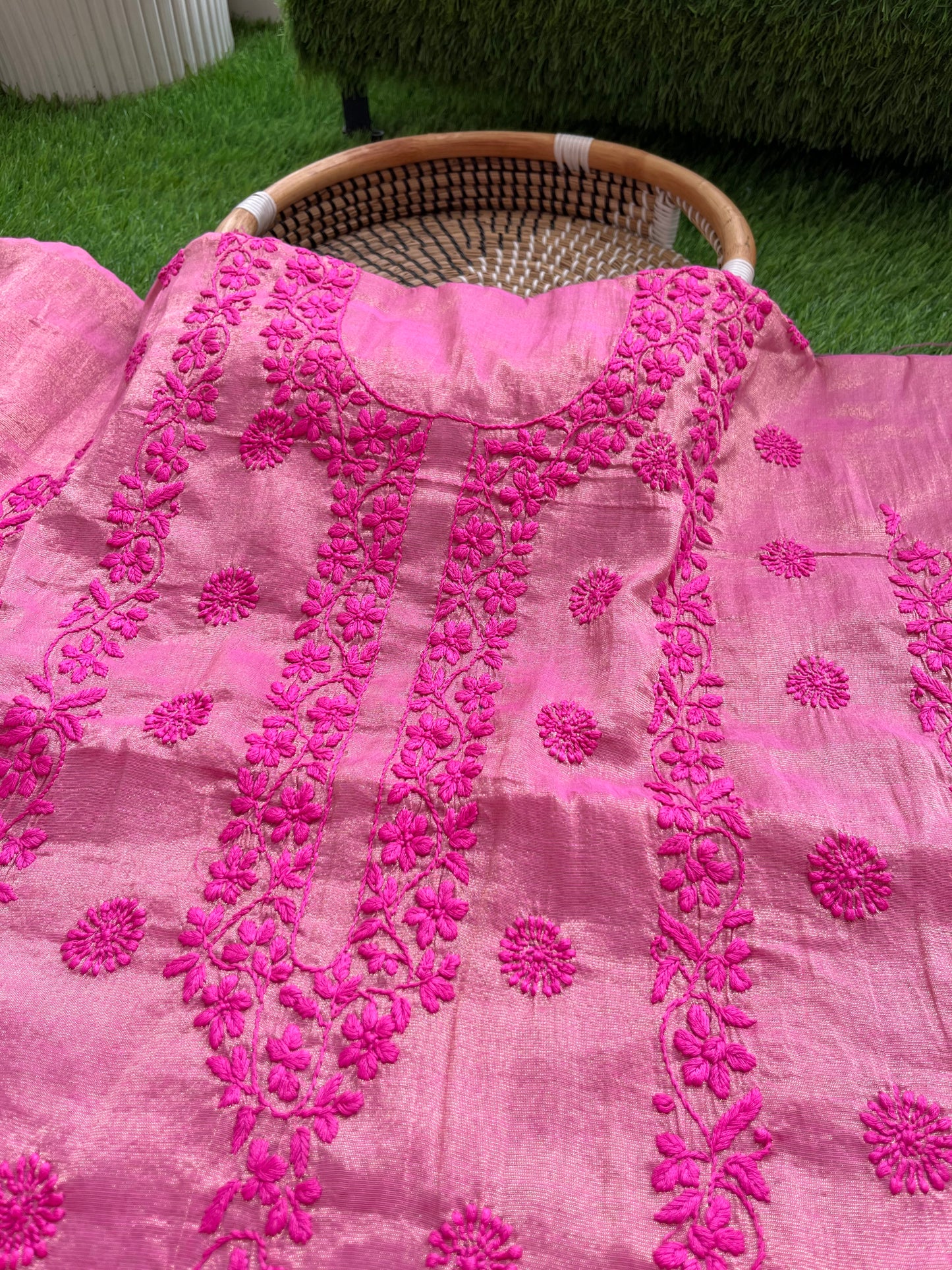 Tissue chikan work Kurti