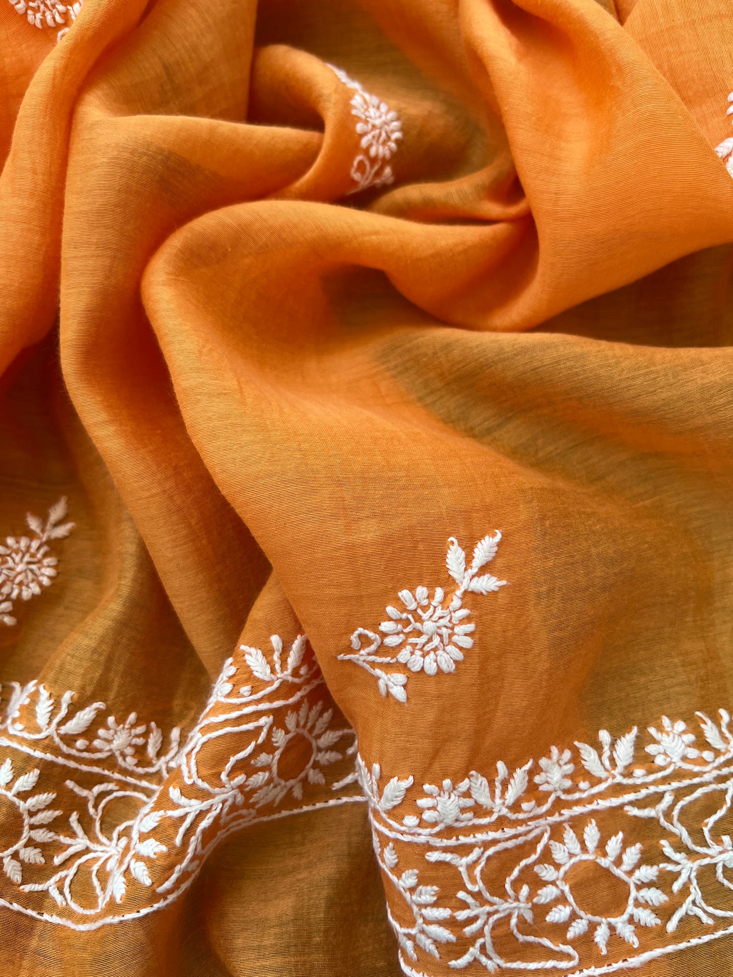 Chanderi silk Chikankari Dupatta with chanderi kurta bottom Fabric