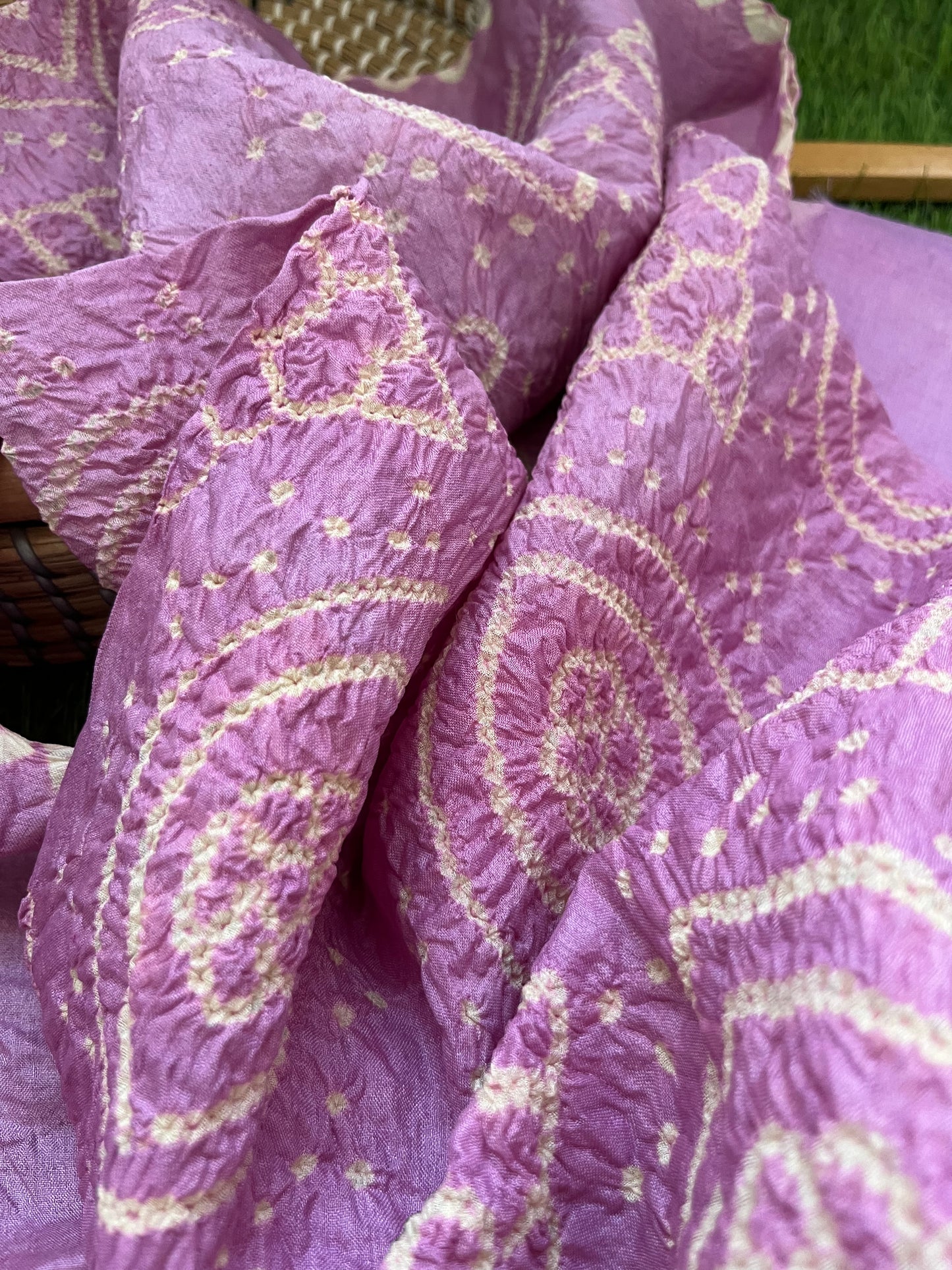 Tussar silk Bandhani dupatta plain kurta