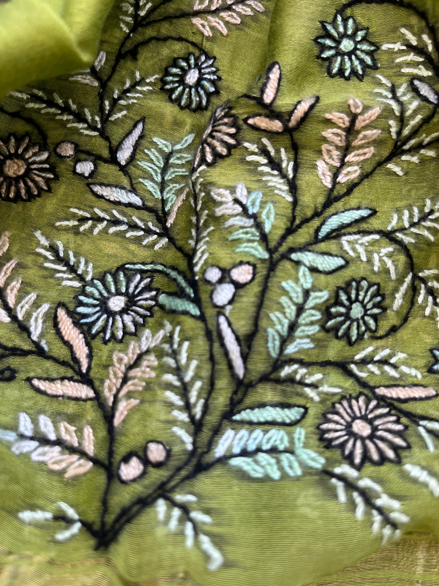 Chanderi kashmirii kaam dupatta and kurta bottom fabric