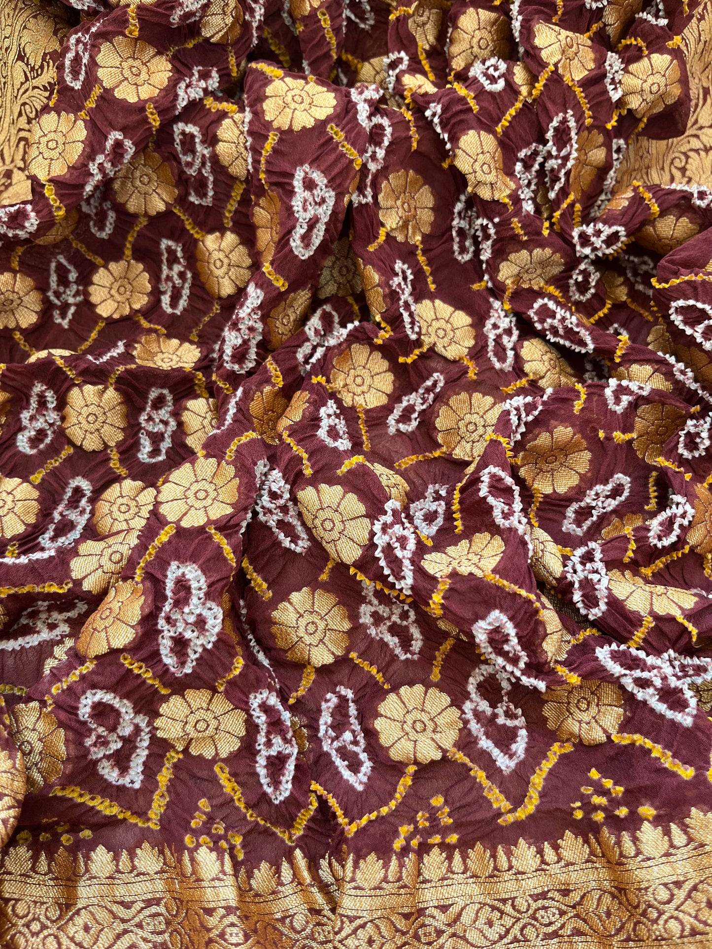 त्योहार् -Banarasi bandhani georgette dupatta silk kurta fabric