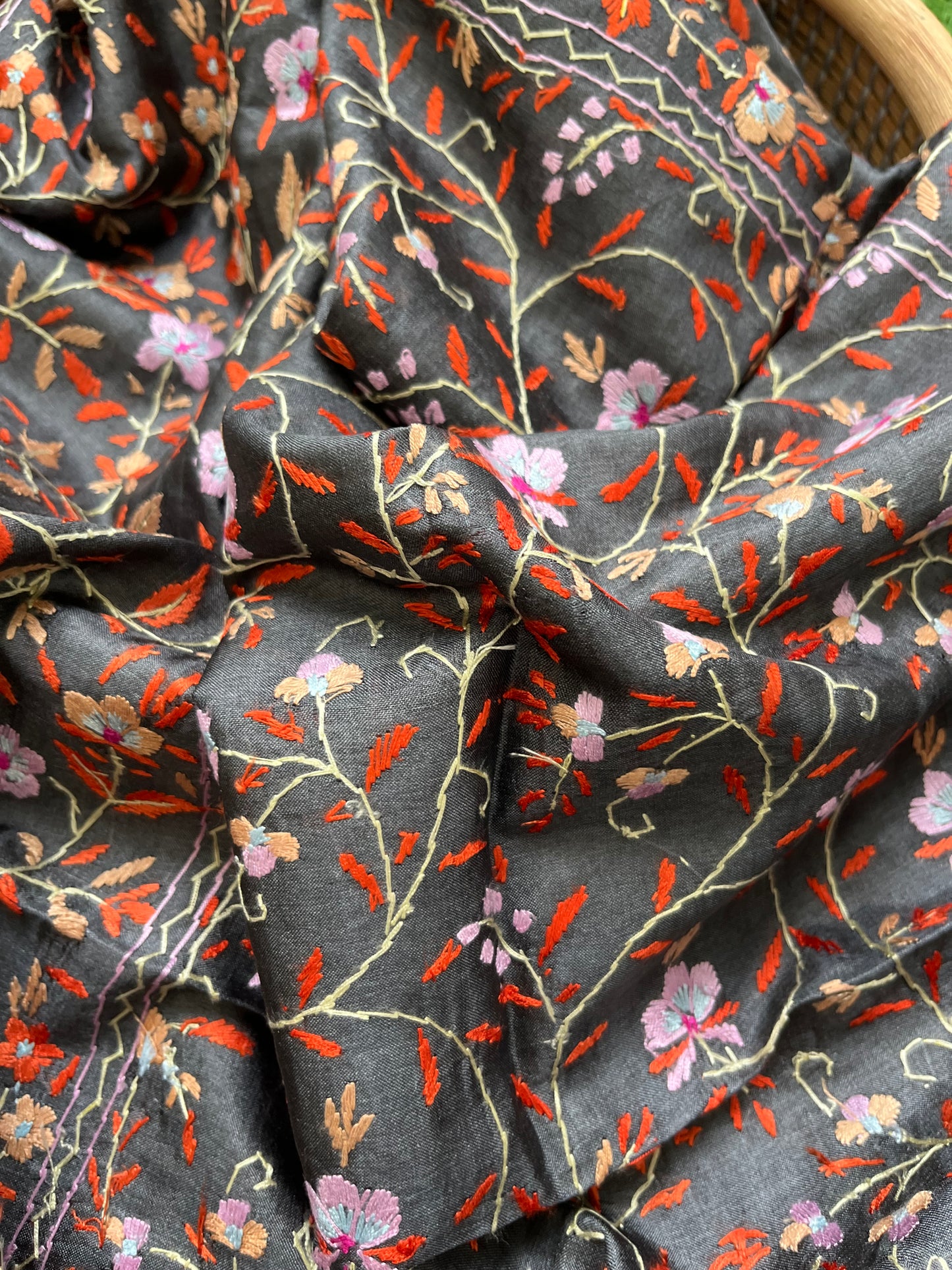 Silk needle work Dupatta chanderi silk kurta Bottom fabric