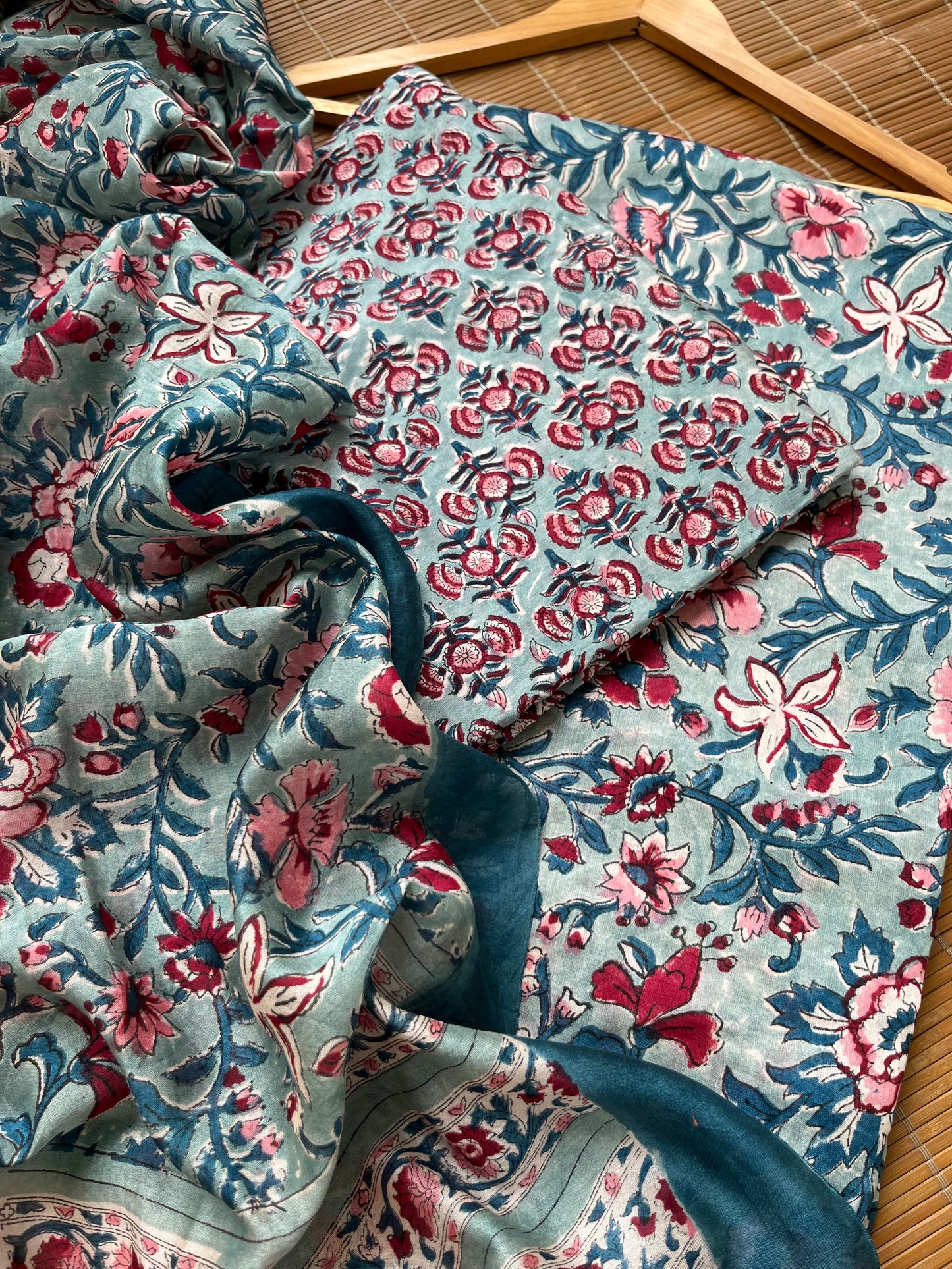 Block print chanderi Dupatta Kurta bottom
