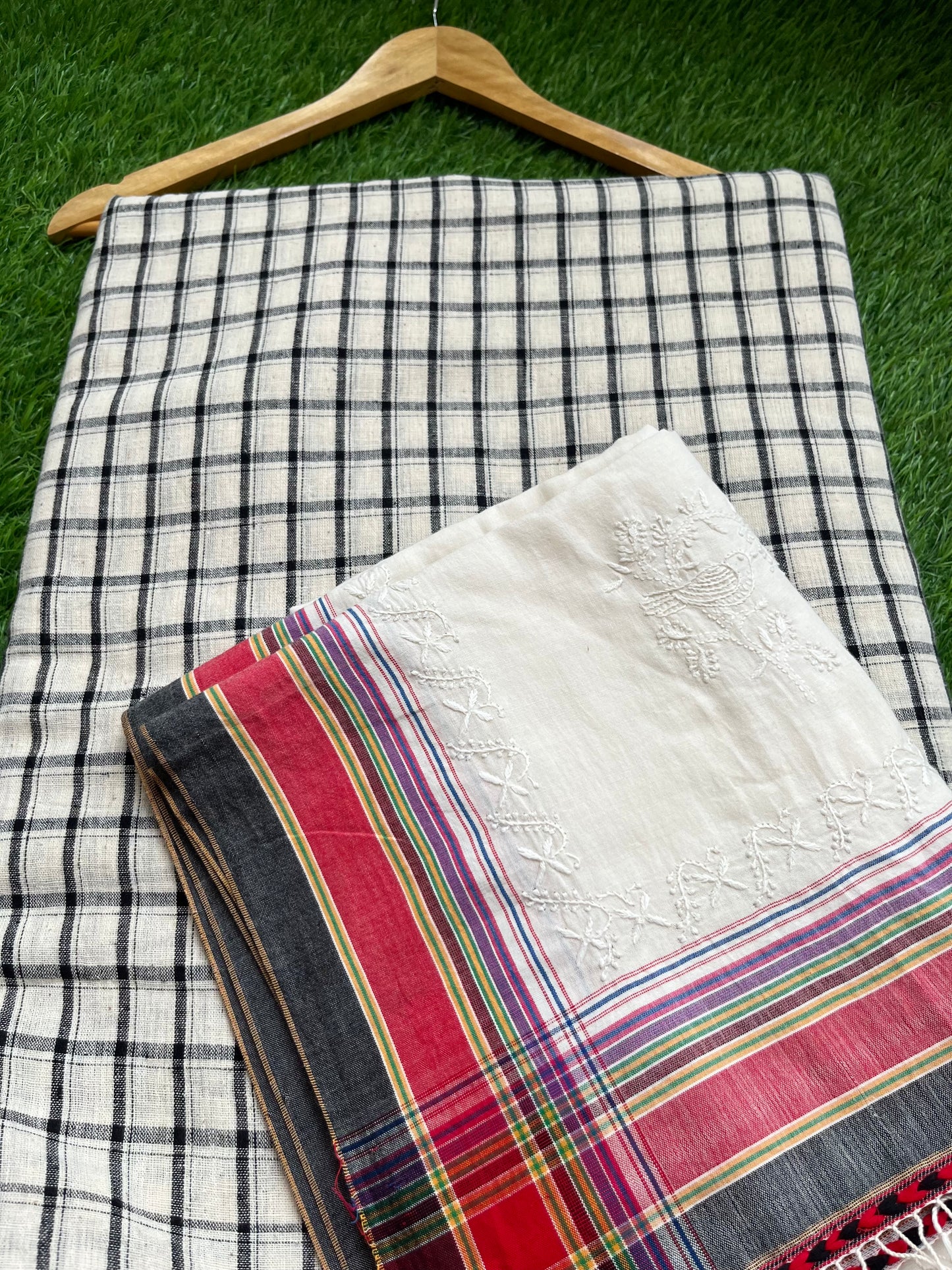 Handwoven organic kala Cotton kurta dupatta