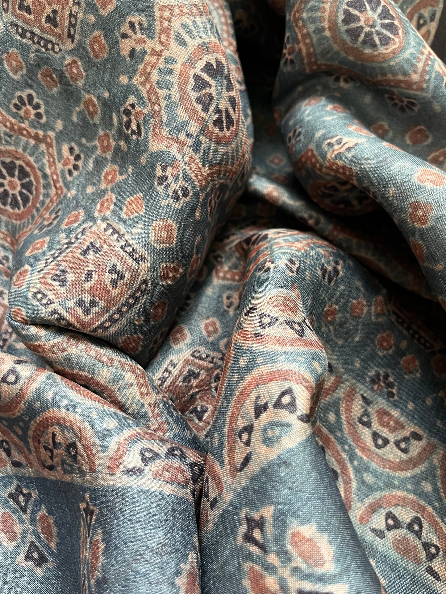 Tussar silk Ajrakh Kurta and dupatta