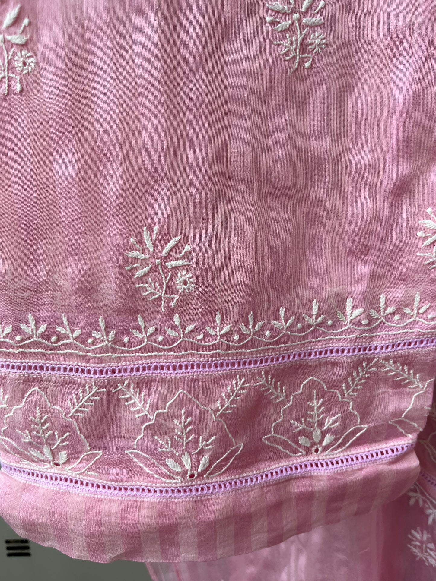 Chanderi chikan shirt and a-bottom-coord set