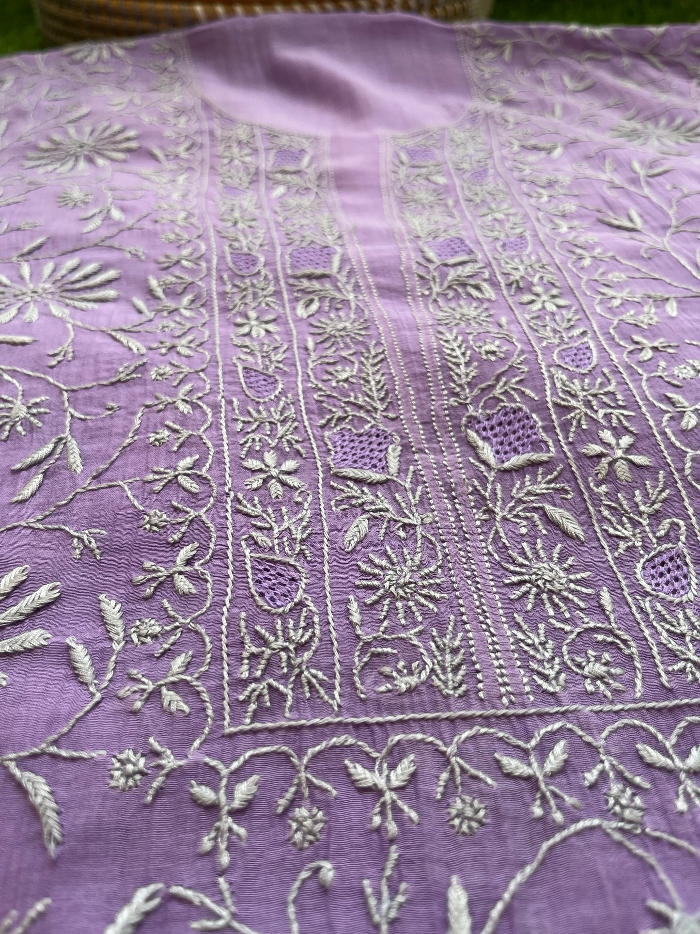 Chanderi chikankari kurta