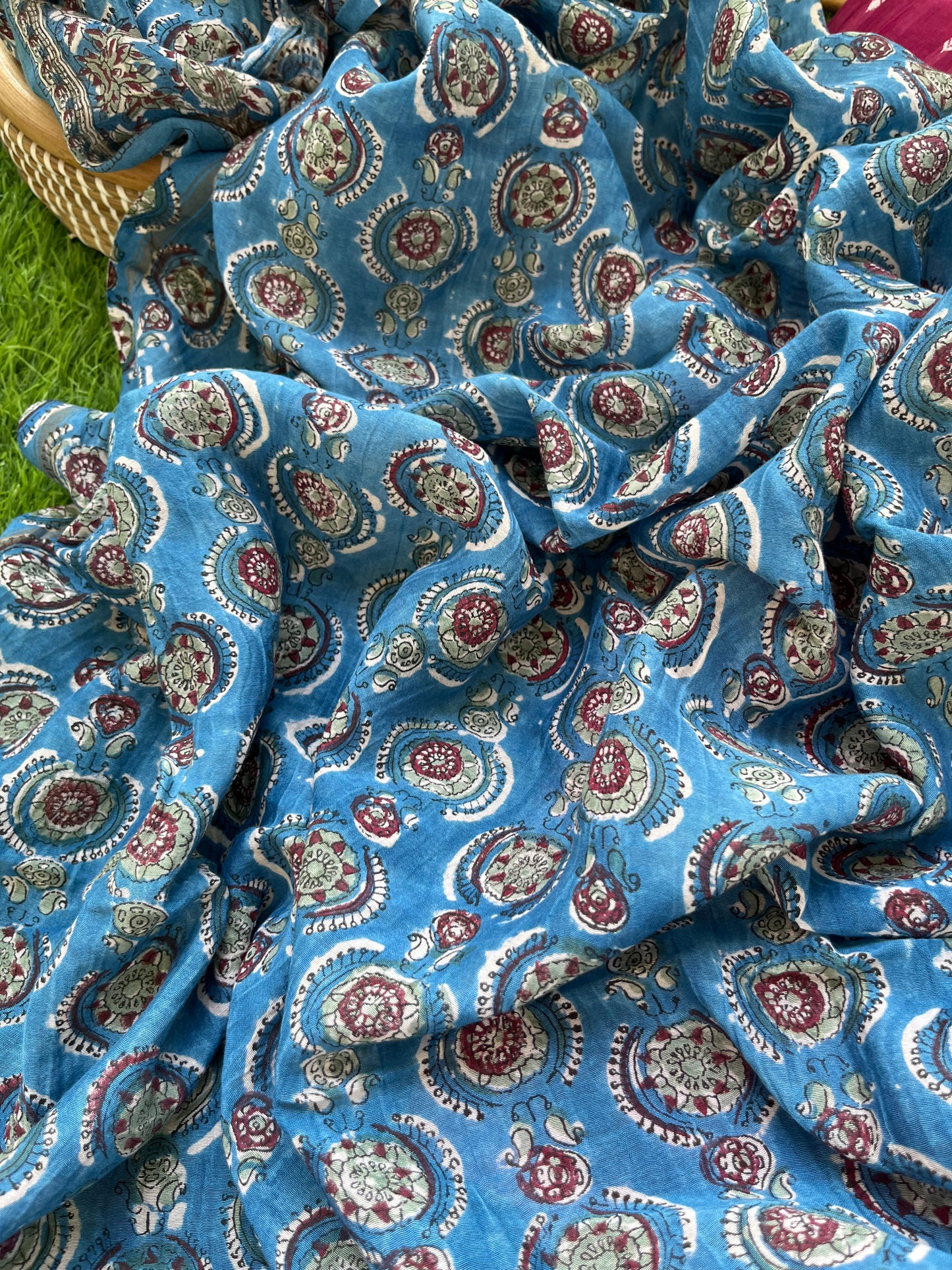 Mangalgiri Cotton kurta bottom fabric chanderi dupatta