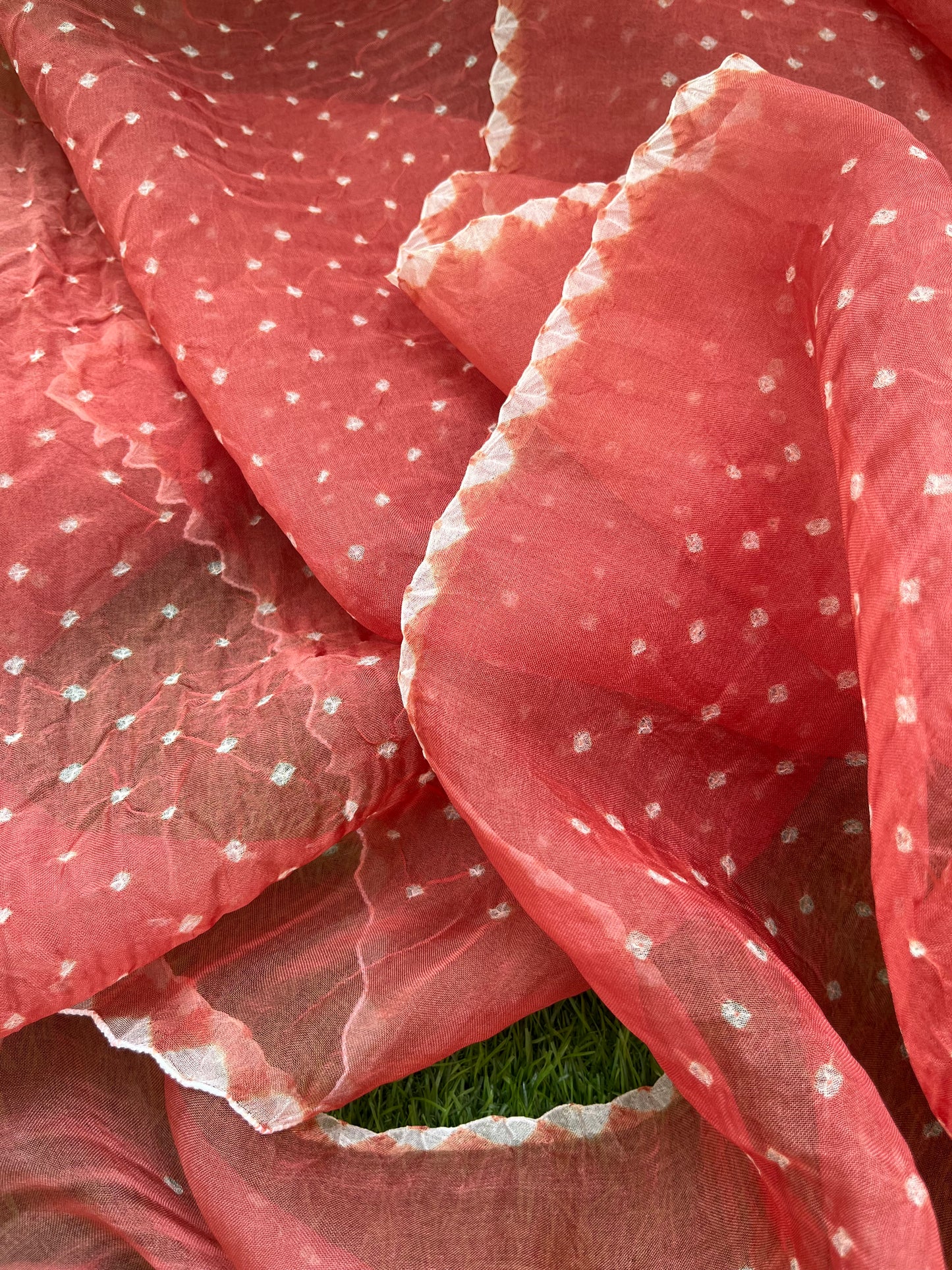 त्योहार् -organza Silk bandhani dupatta chanderi fabric