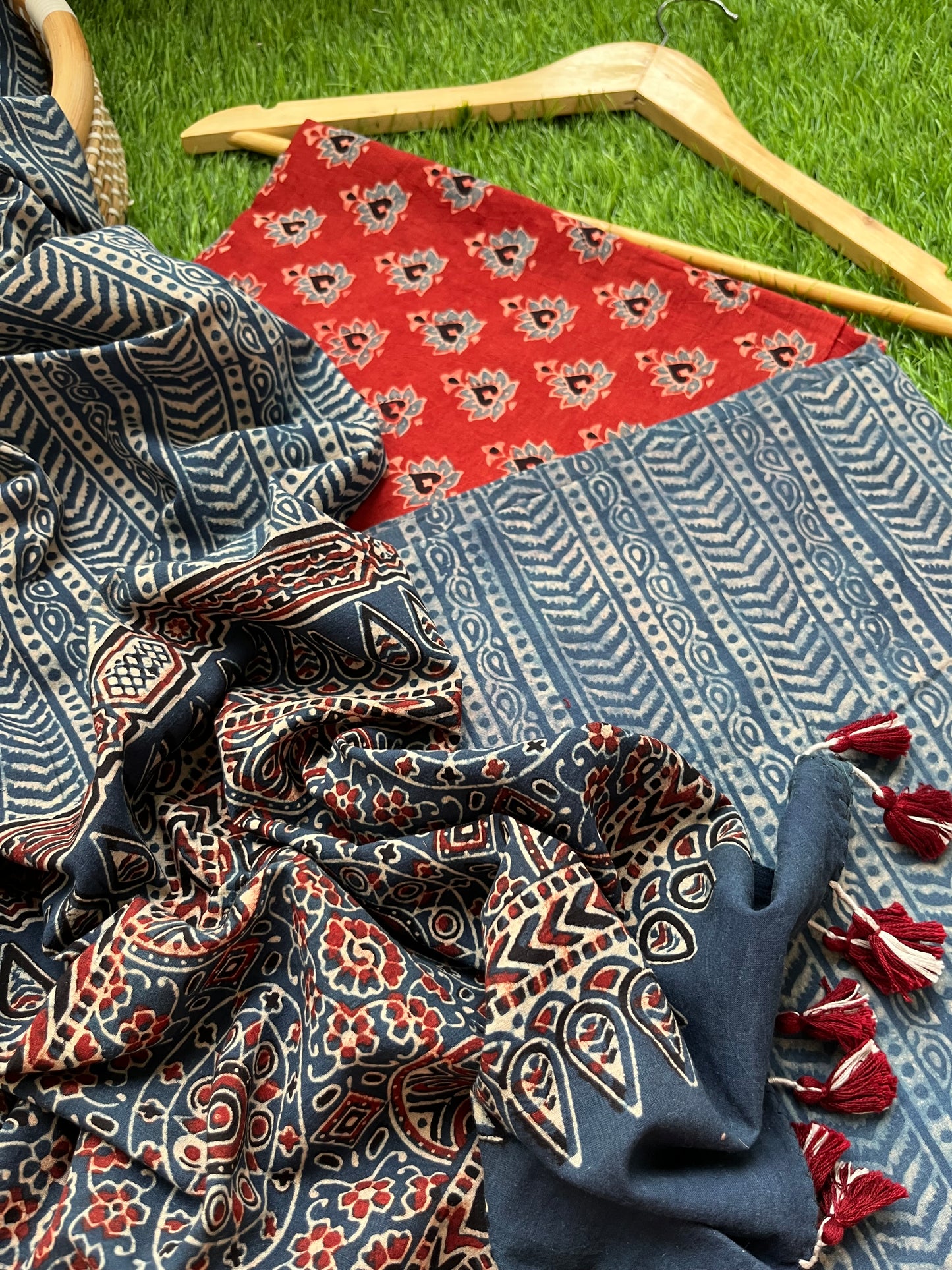 Ajrakh cotton Kurta bottom and dupatta