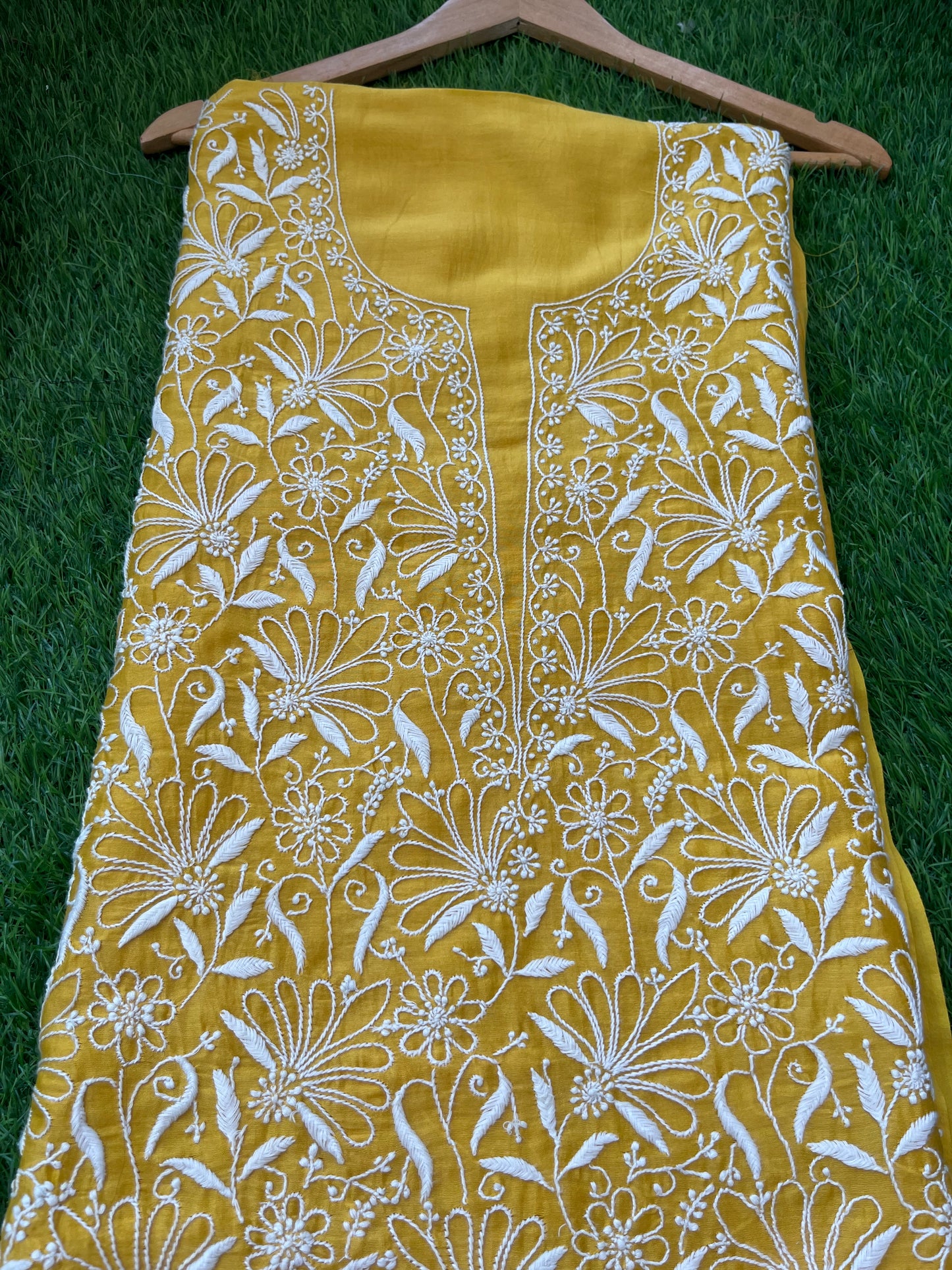 Chanderi chikankari kurta