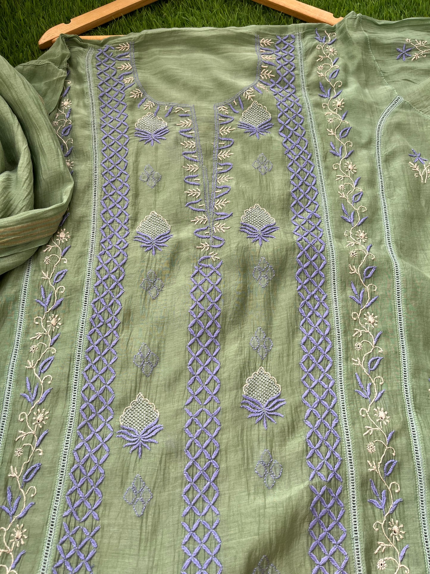 Chanderi Chikankari Kurta Dupatta