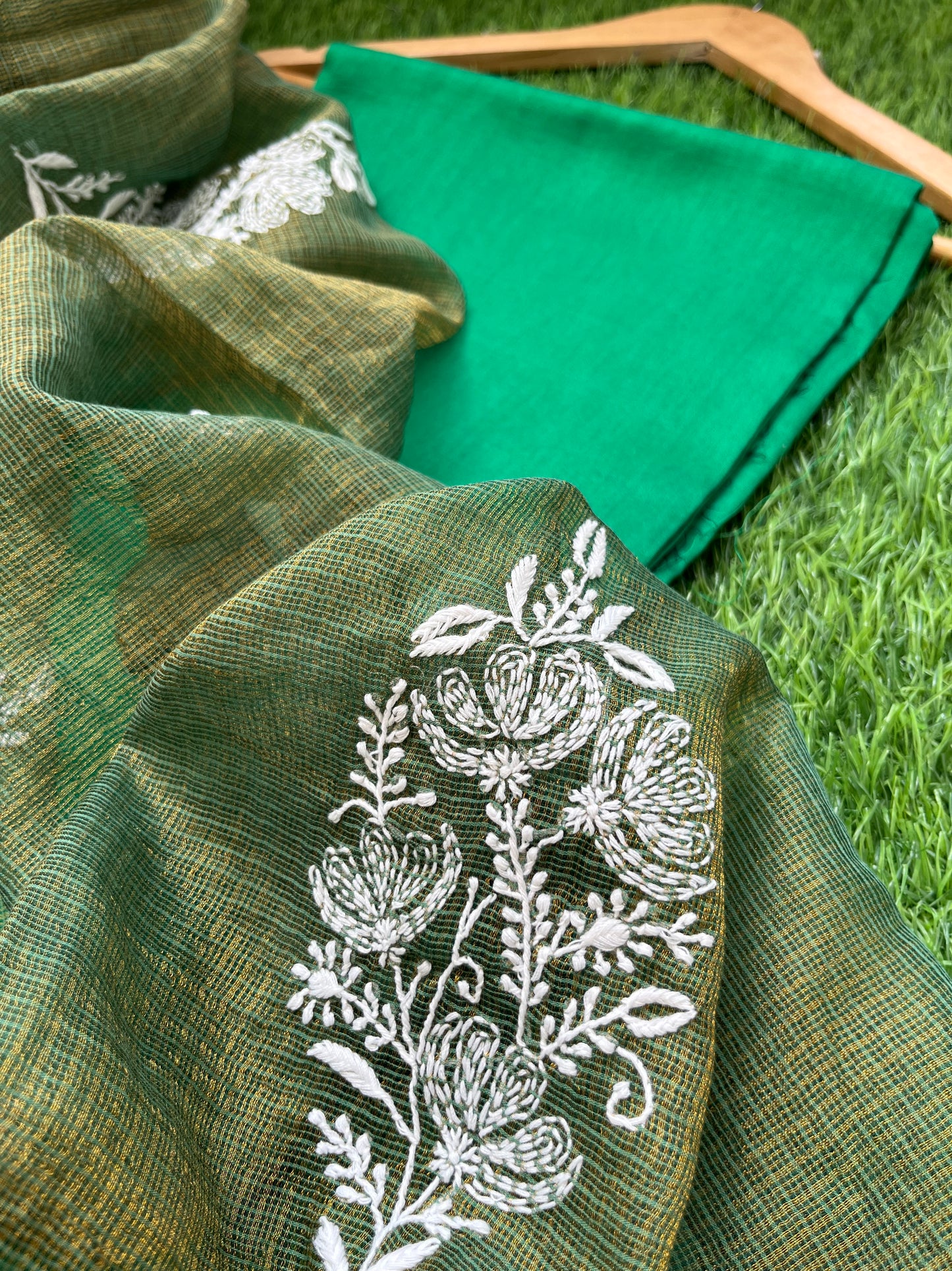 Chanderi kurta kurta fabric kota silk chikan work dupatta
